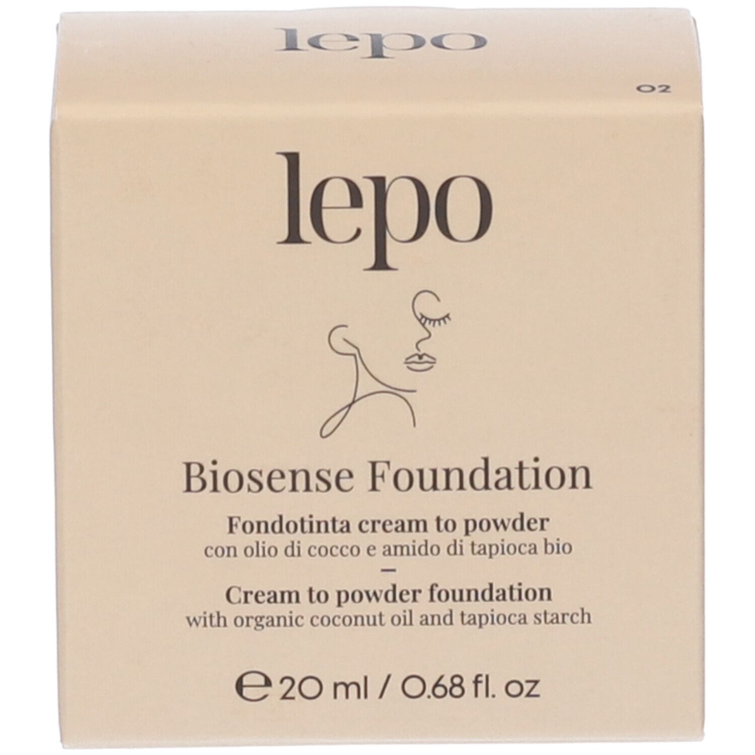Confezione con nome e descrizione del prodotto. Scritta: Biosense Foundation, 20 ml / 0.68 fl. oz.
