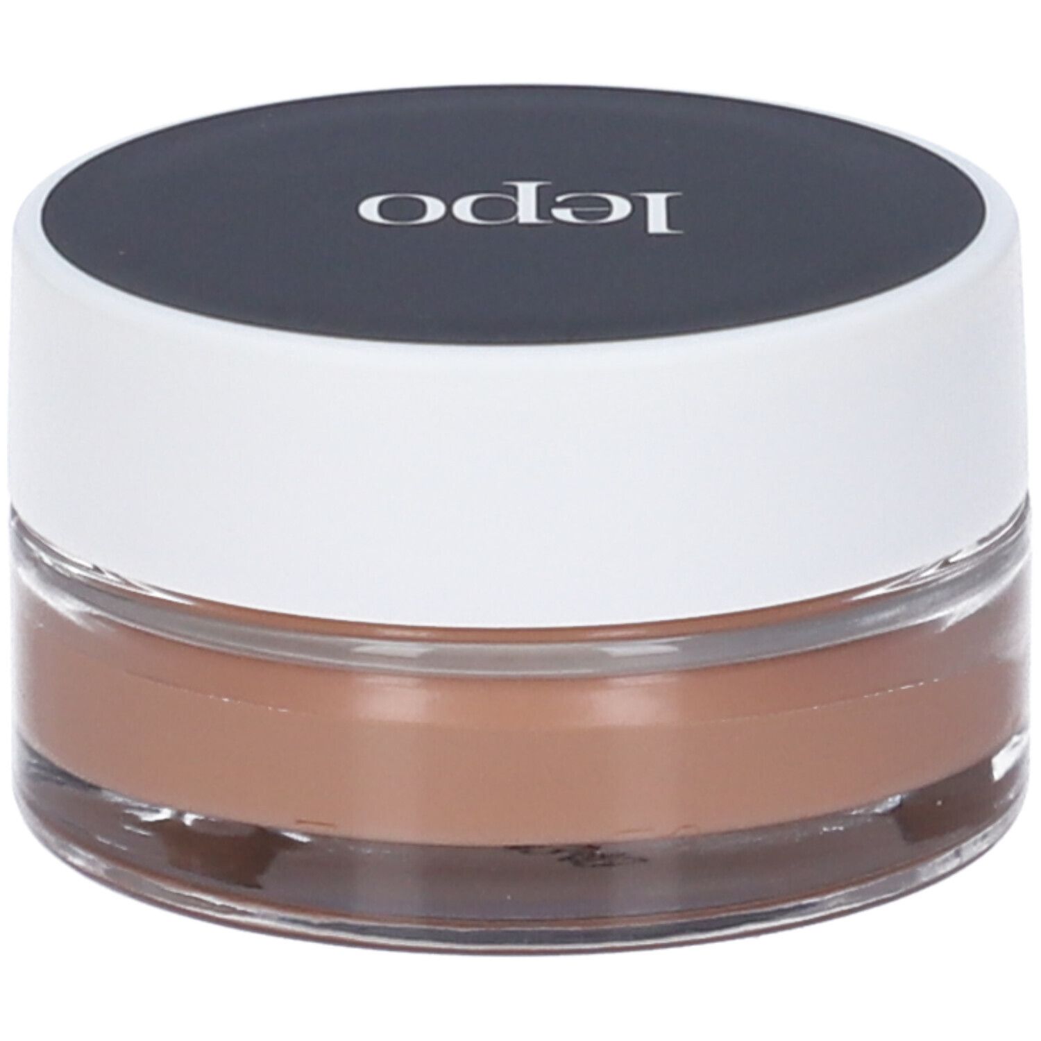 Vasetto LEPO con coperchio nero. Contiene fondotinta crema-polvere, Nuance 03 Nocciola.