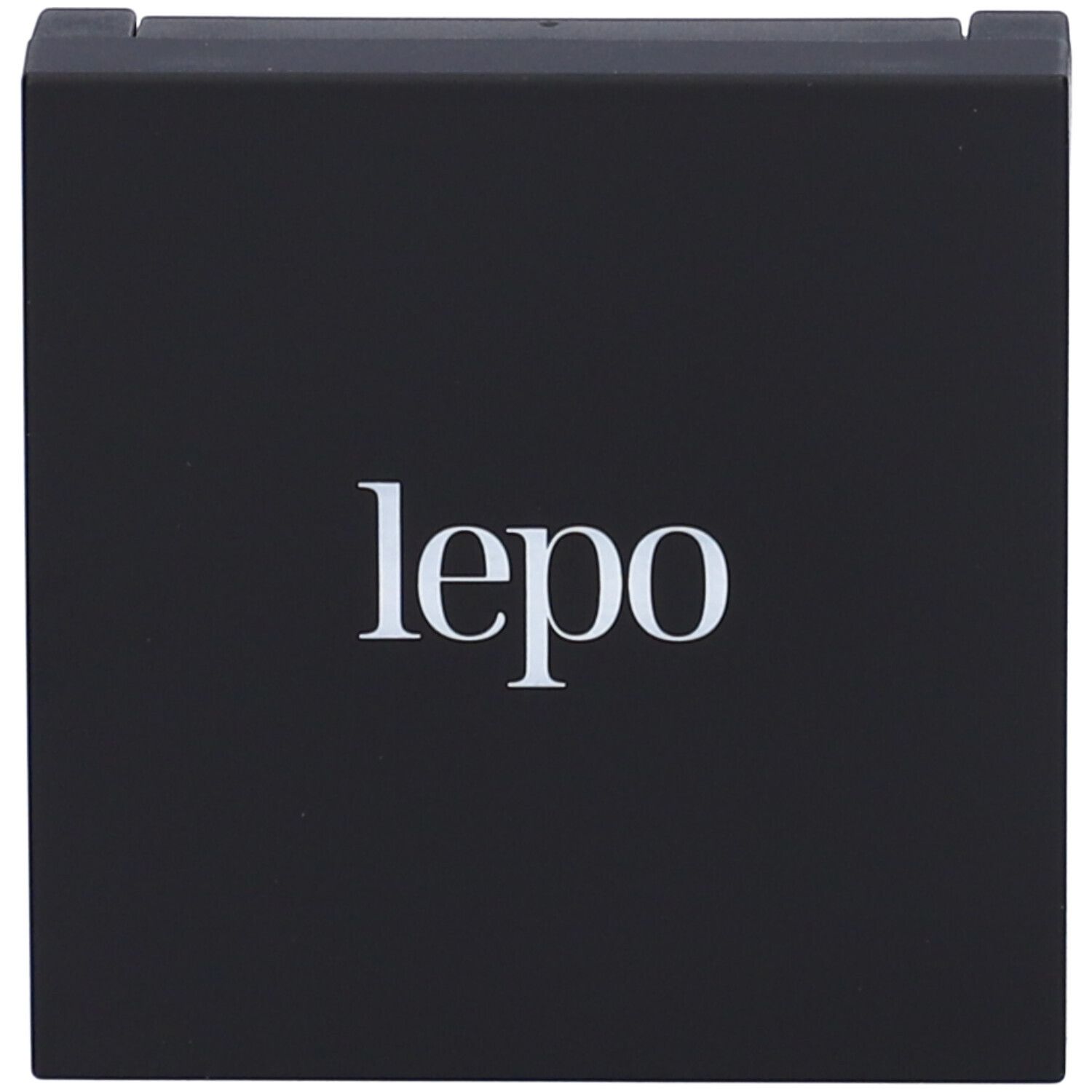 Confezione compatta nera con logo 'lepo' bianco. Chiusa.
