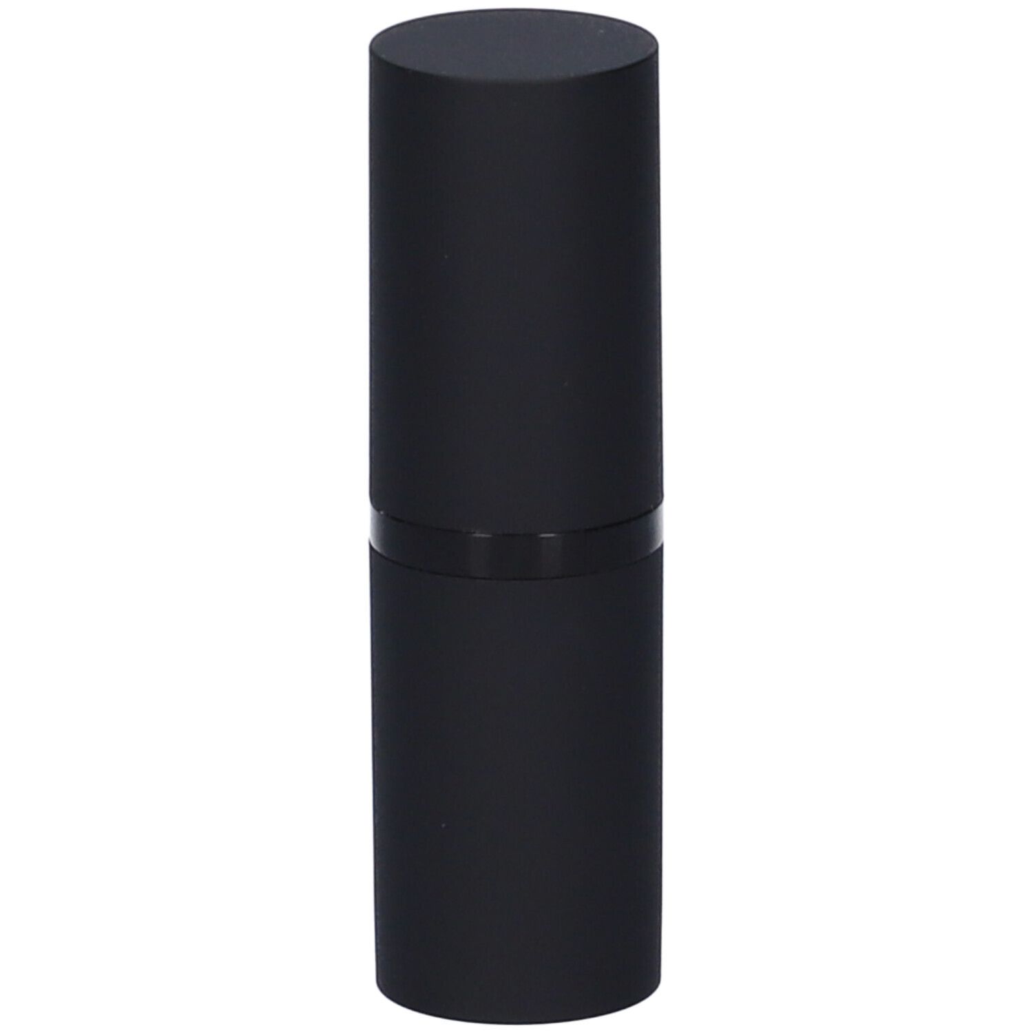 Astuccio rossetto nero. Logo bianco 'lepo'.