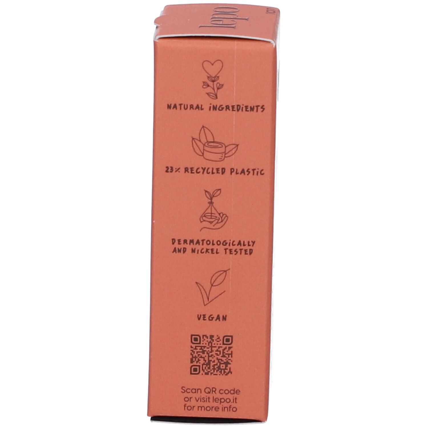 Confezione con logo, nome del prodotto e informazioni su ingredienti e certificazioni.