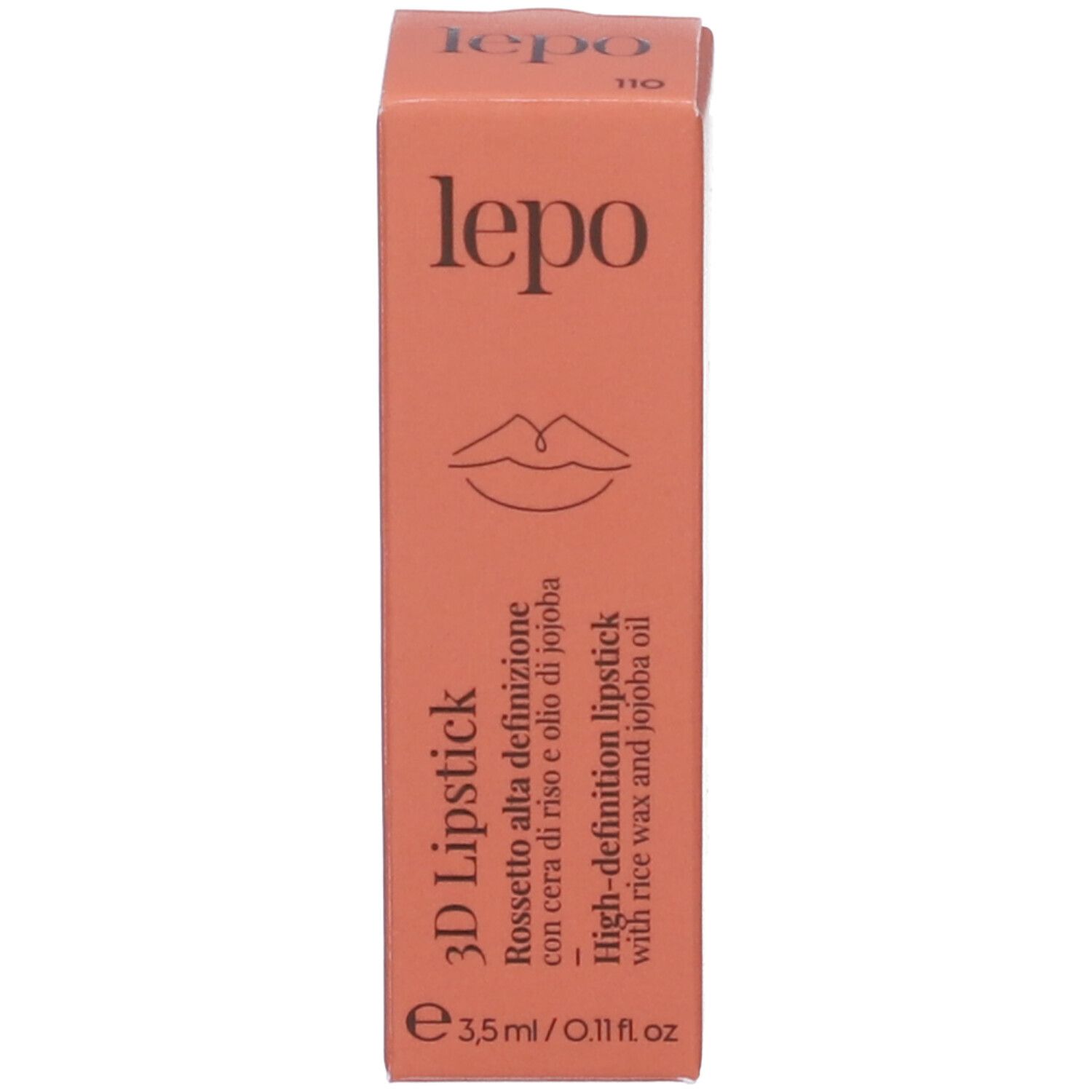 Confezione per rossetto. Scritta: lepo, 3D Lipstick. Colore: rosa.