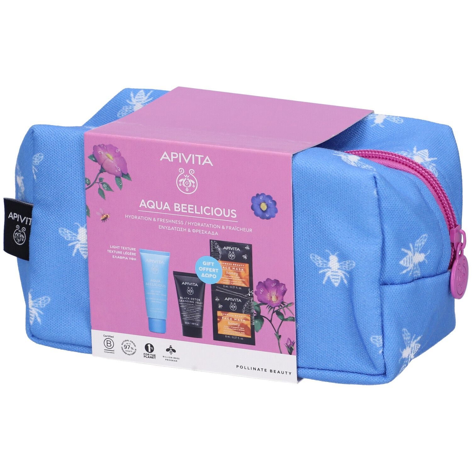 Apivita Aqua Beelicious Crema Idratante Texture Leggera+ Gel Detergente + Maschera viso