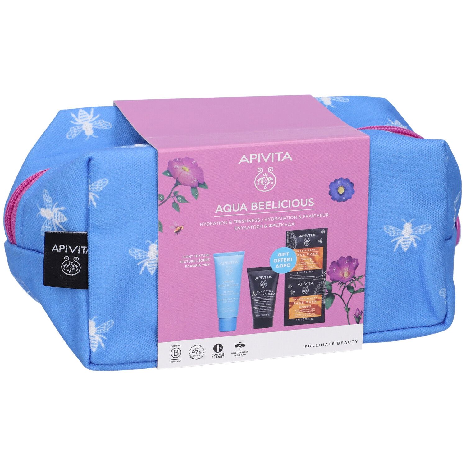 Apivita Aqua Beelicious Crema Idratante Texture Leggera+ Gel Detergente + Maschera viso