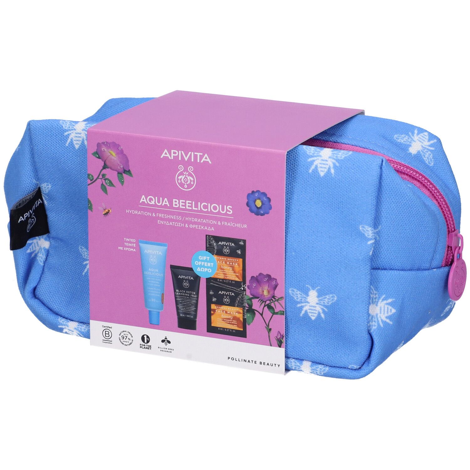Apivita Aqua Beelicious Crema Colorata Idratante SPF30+ Gel Detergente + Maschera viso