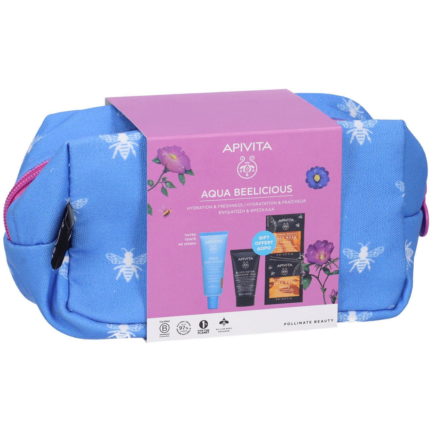 Apivita Aqua Beelicious Crema Colorata Idratante SPF30+ Gel Detergente + Maschera viso