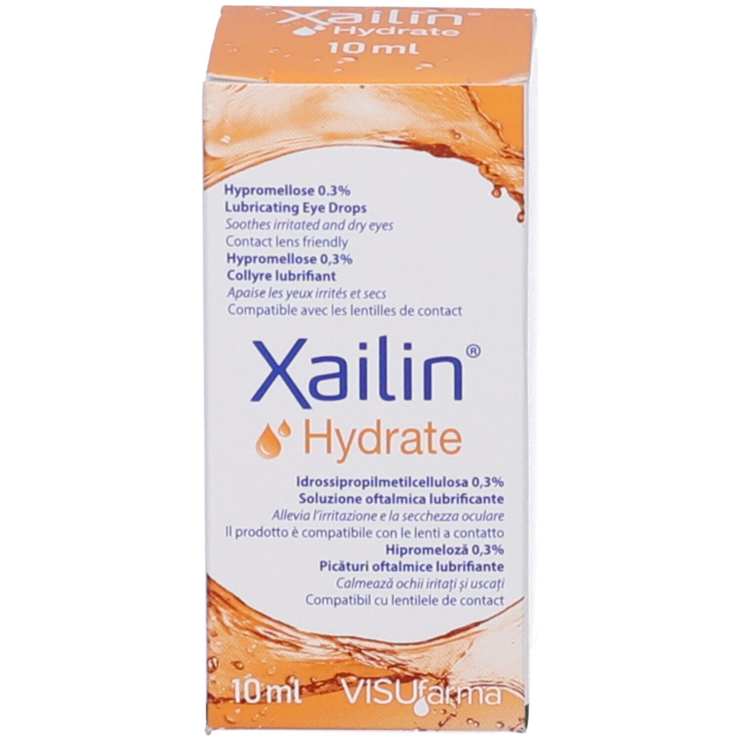 Confezione del prodotto con nome, ingredienti e indicazioni. Testo in più lingue.