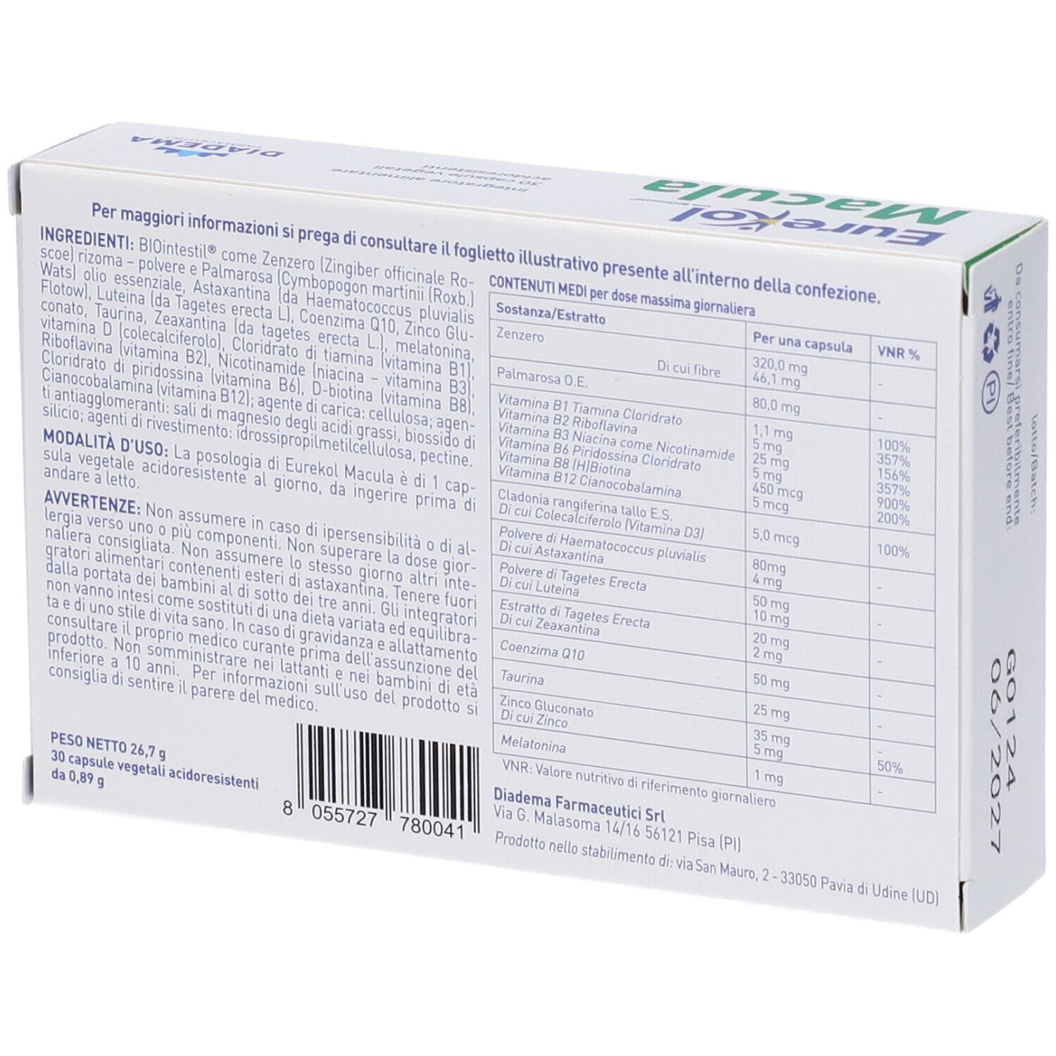 Eurekol Macula 30 Capsule Acidoresistenti