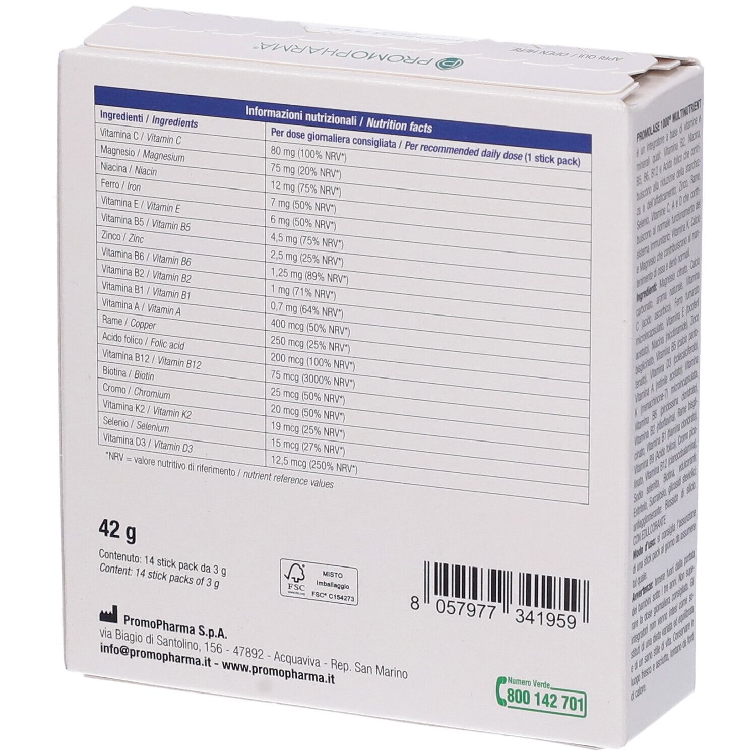 PromoPharma Promolase 1000® Multinutrient Stick Pack Orosolubili