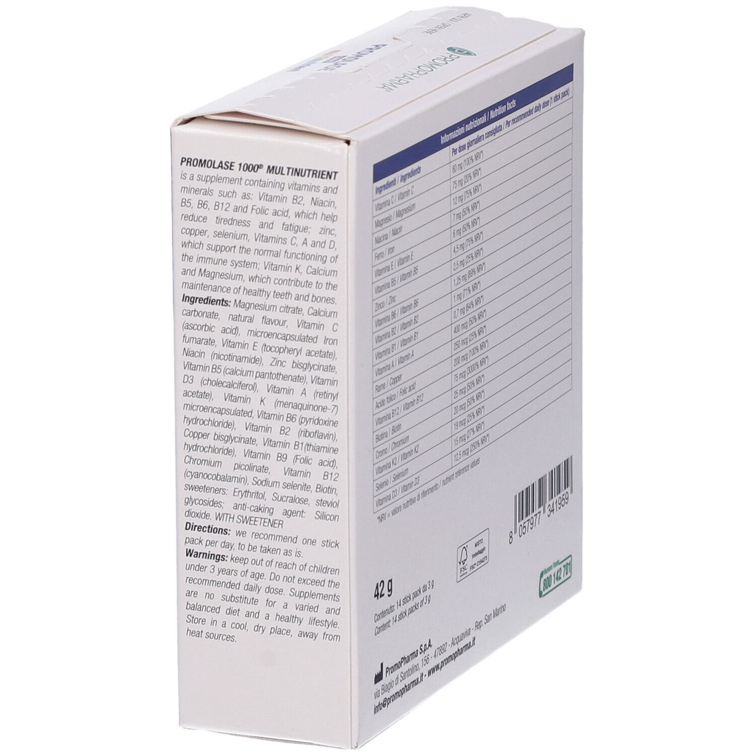 PromoPharma Promolase 1000® Multinutrient Stick Pack Orosolubili