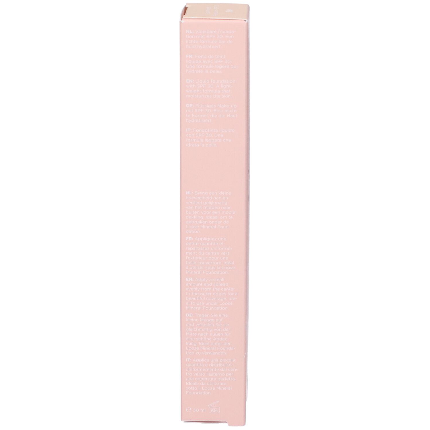 Scatola rosa, retro con testo.