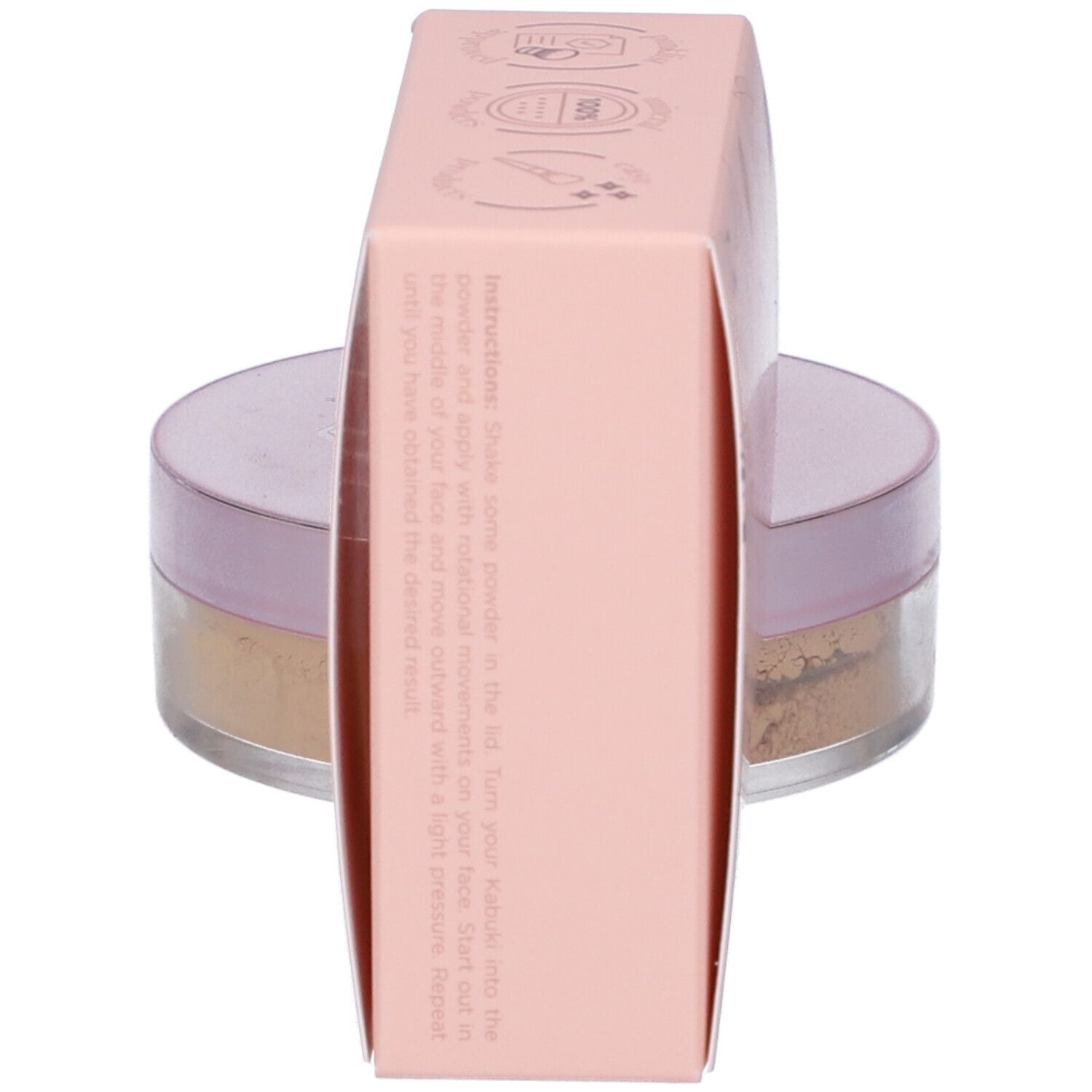 Cent Pur Cent Loose Mineral Foundation. Confezione rosa con testo e istruzioni. Barattolo con polvere minerale.