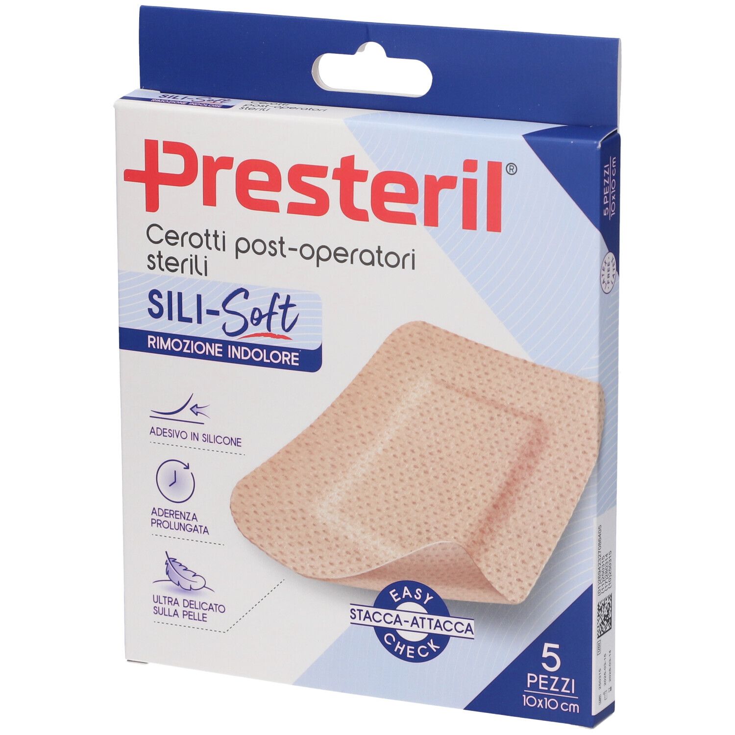 Presteril Cerotti Post-Operatori Sterili Sili-Soft 10x10 cm 5 Pezzi