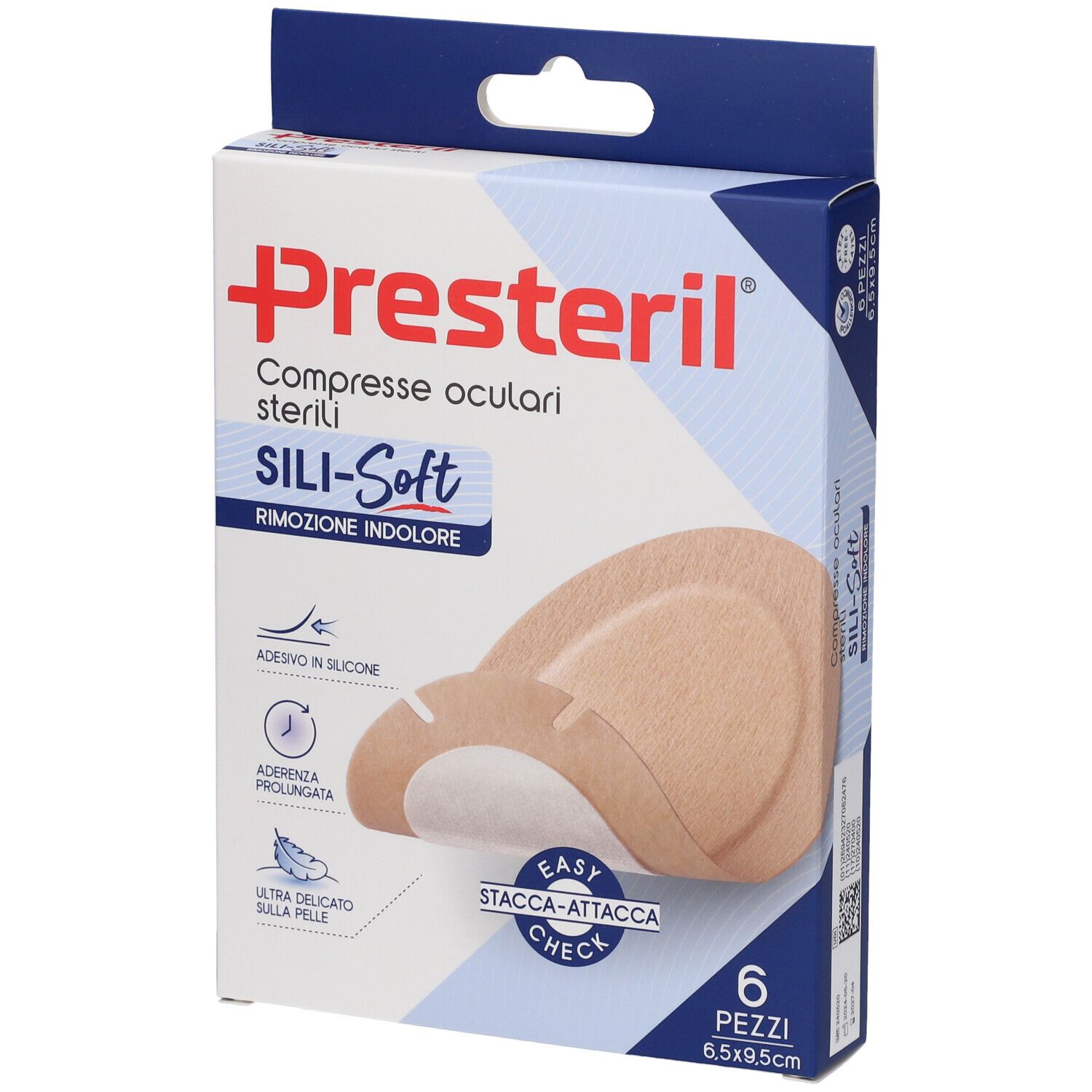Compressa Oculare Presteril Sili-Soft Skin 6,5X9,5 cm 6 Pezzi