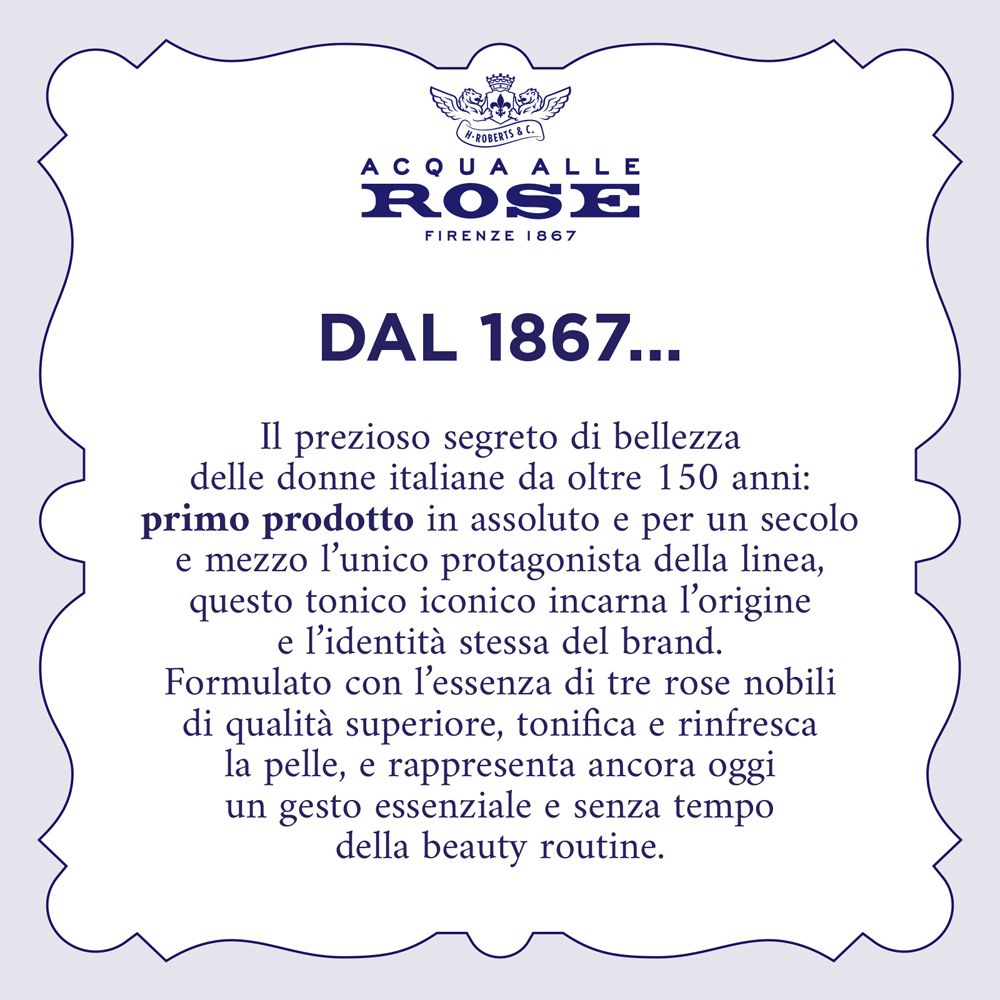 Testo su sfondo bianco. Testo: DAL 1867... Descrive la storia del prodotto.