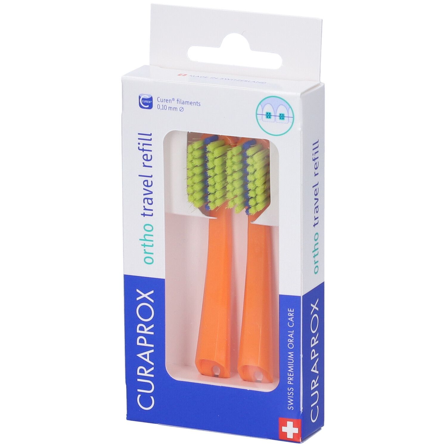 Curaprox Testine Di Ricambio Per Spazzolino Da Viaggio Ortho Orange 2 Pezzi
