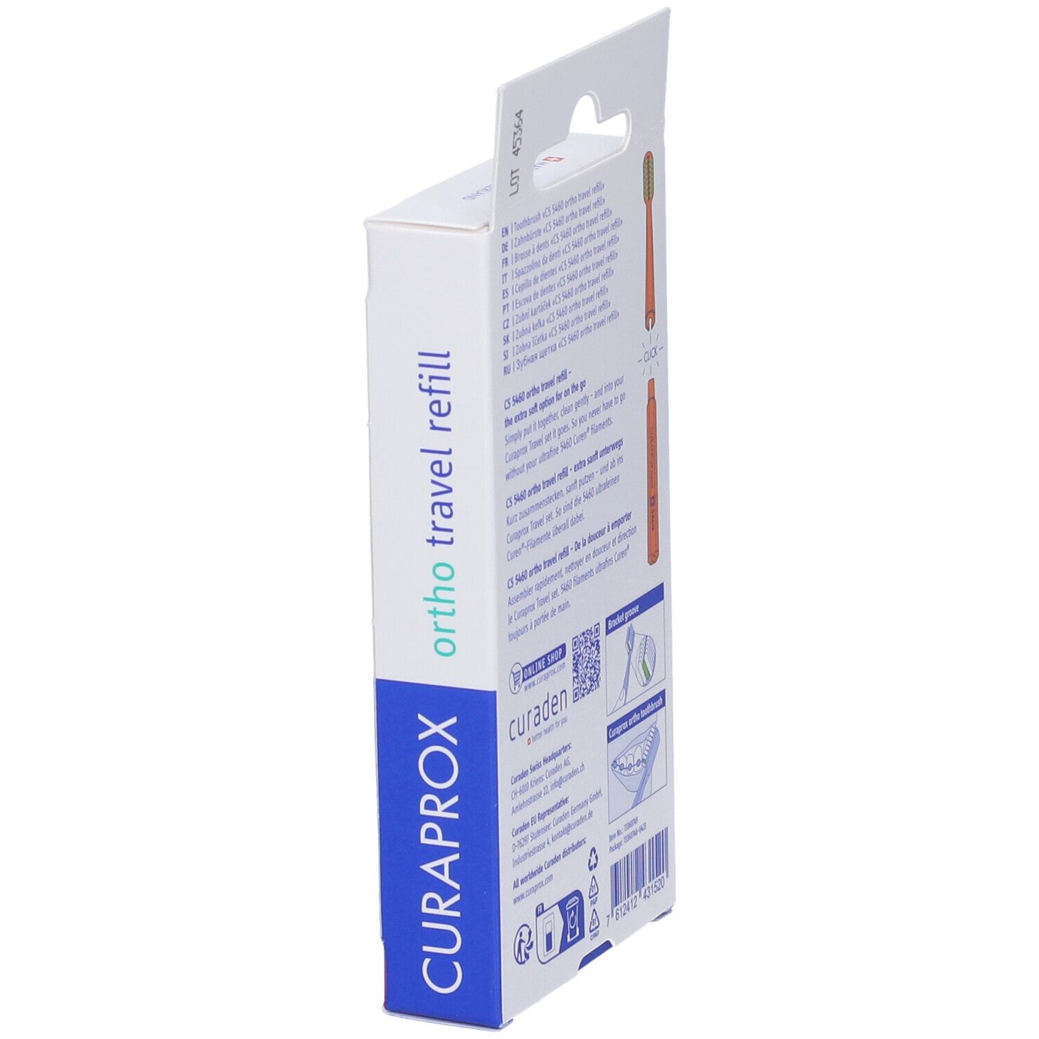 Confezione con testo e illustrazioni. Marchio: CURAPROX. Contiene informazioni.
