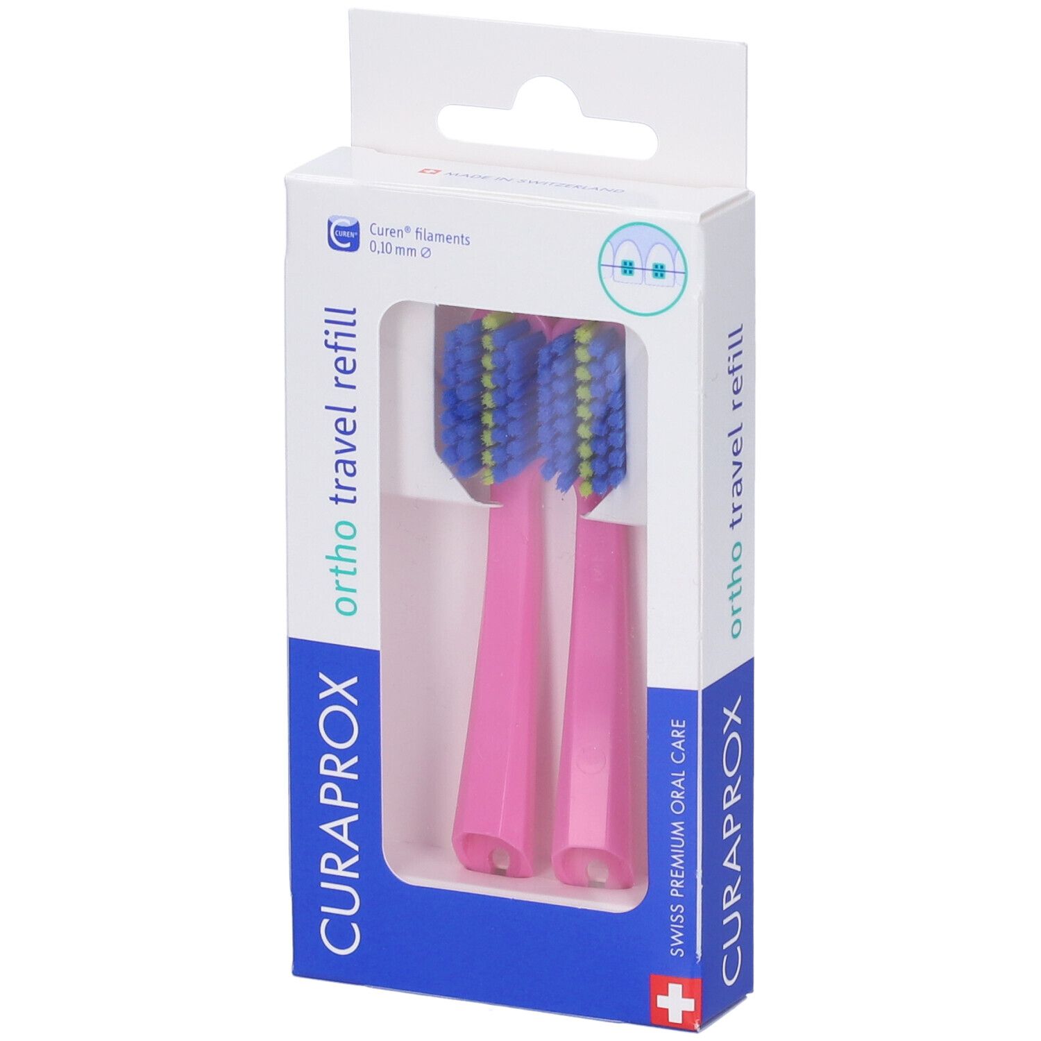 Curaprox Testine Di Ricambio Per Spazzolino Da Viaggio Ortho Pink 2 Pezzi