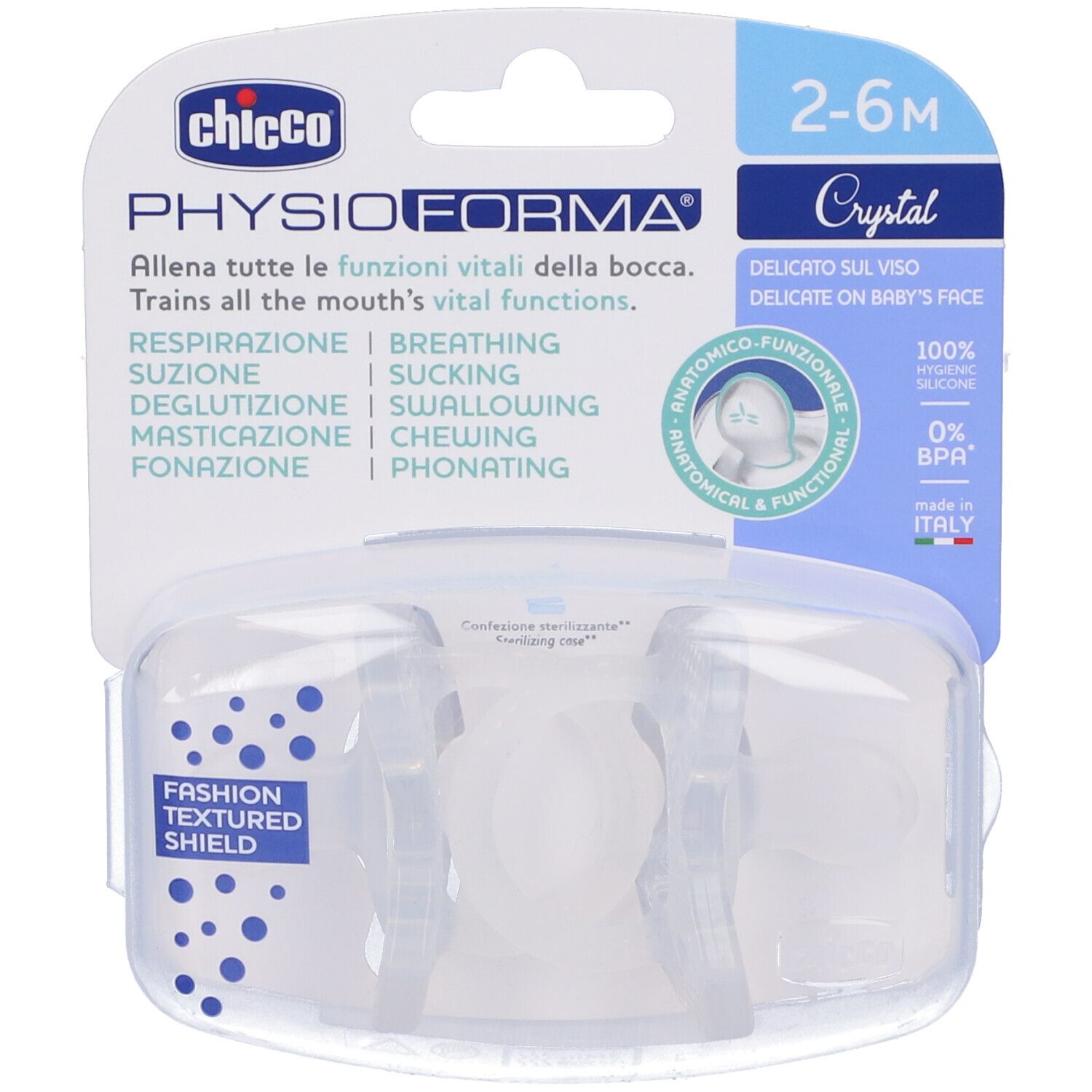 Chicco Succhietti Physioforma Crystal 2-6M Set da 2