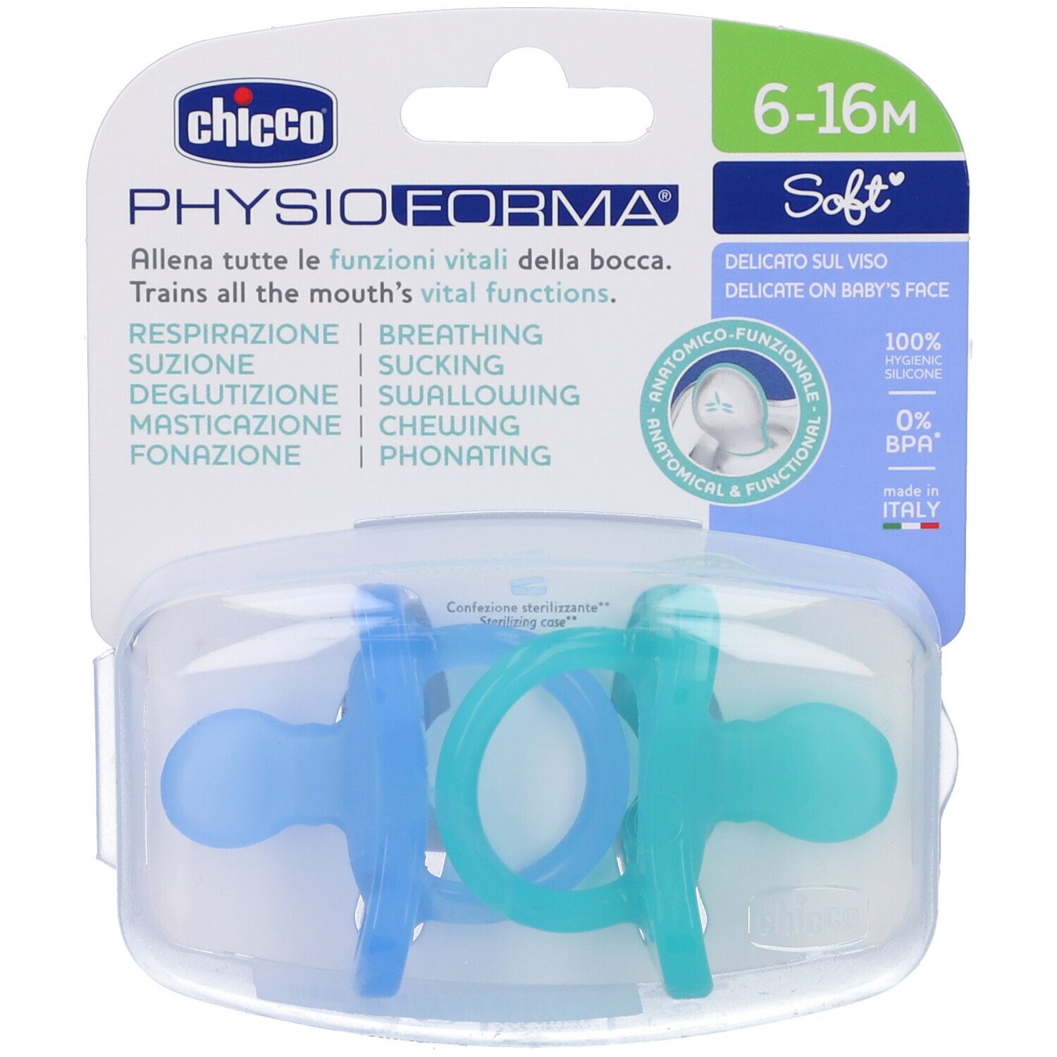 Chicco Gommotto Silicone Azzurro 6-16 Mesi Soft