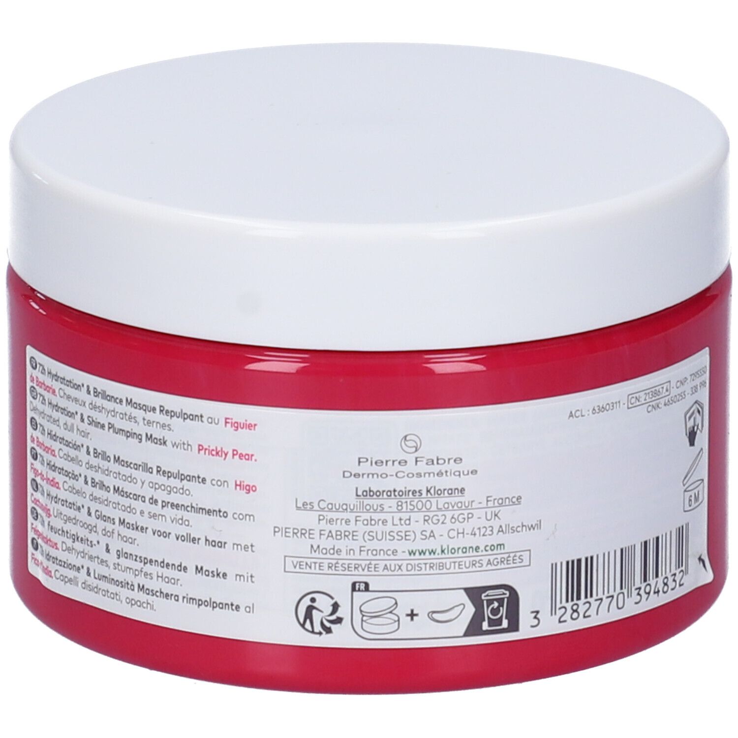 Klorane Maschera rimpolpante al Fico d’India 250ml - Capelli disidratati, idratazione