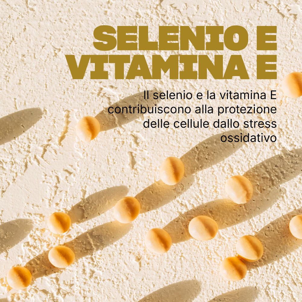 Selenio e vitamina E in Swisse Sonnenschein per proteggere le cellule dallo stress ossidativo.