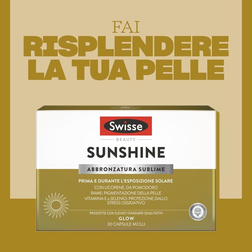 Swisse Sonnenschein: confezione del prodotto che invita a far risplendere la tua pelle.