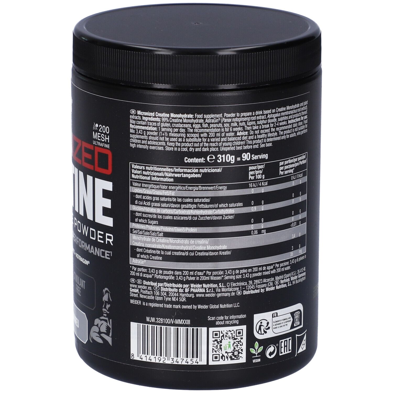 Weider Micronized Creatine Neutra 310 G