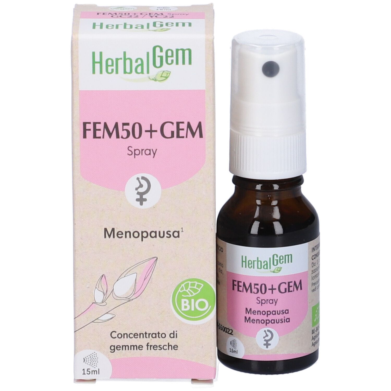 Herbalgem Fem50+Gem Menopausa Concentrato di Gemme Fresche Gocce