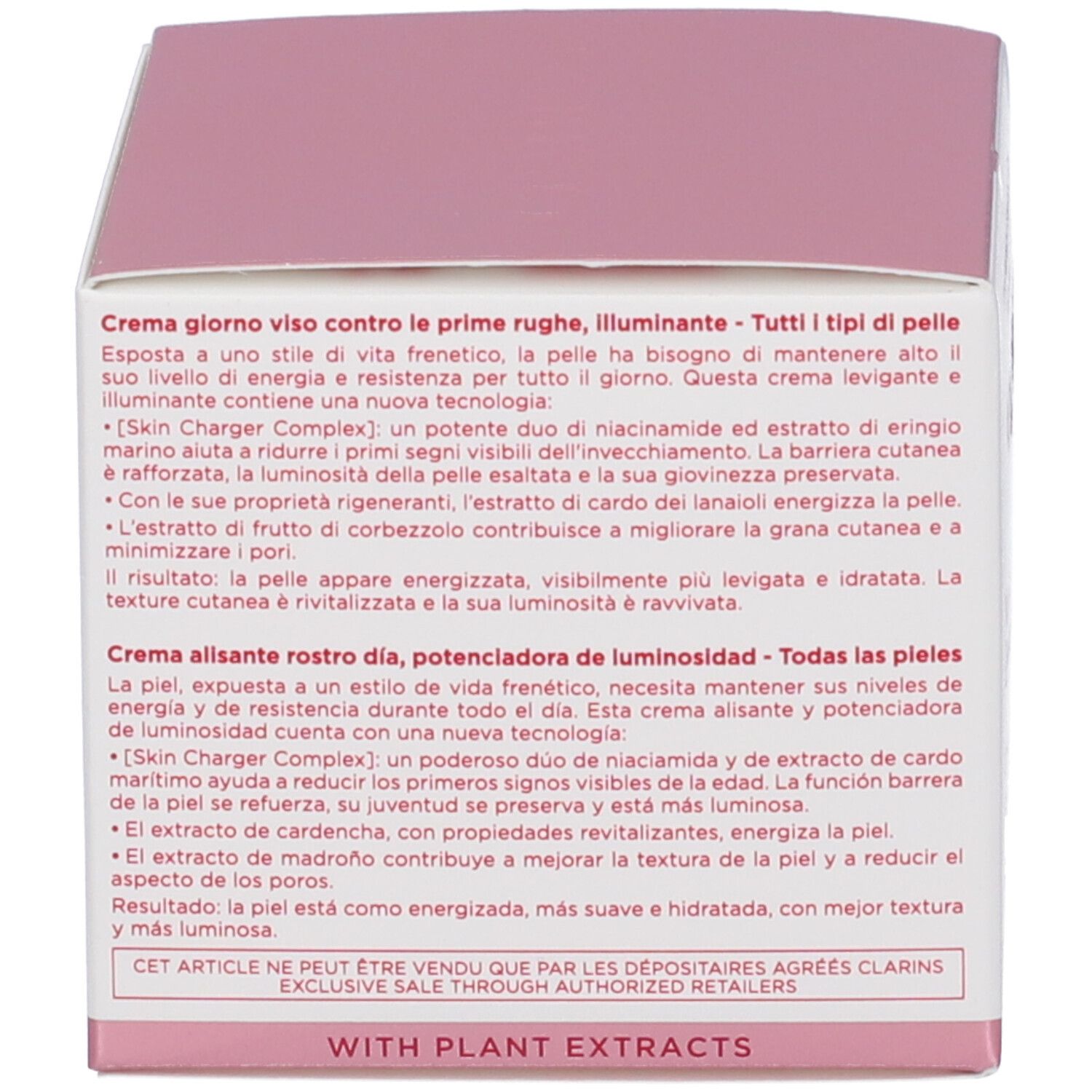 Confezione Clarins Multi-Active Jour Crema giorno, interno con informazioni dettagliate.