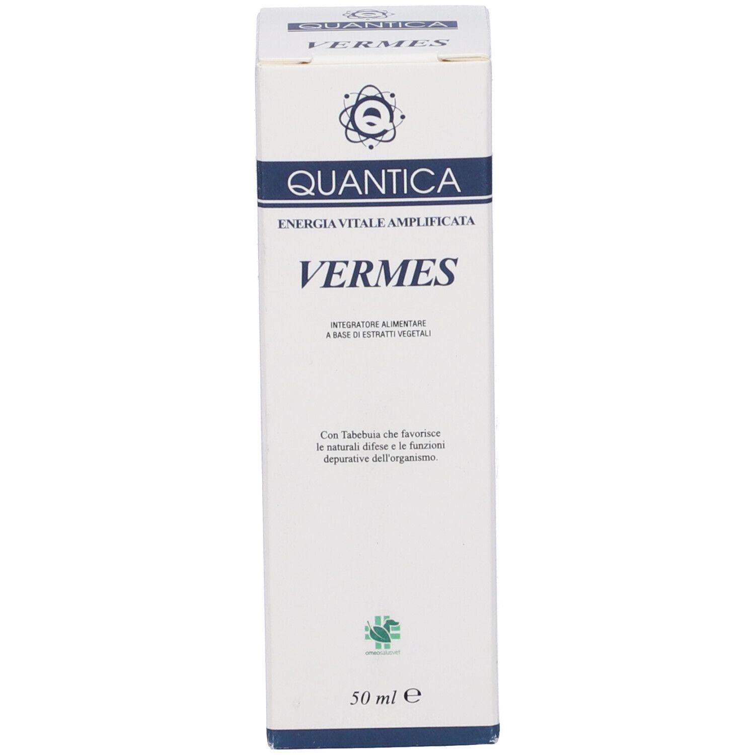 Confezione bianca del prodotto. Scritta e logo. 50 ml.