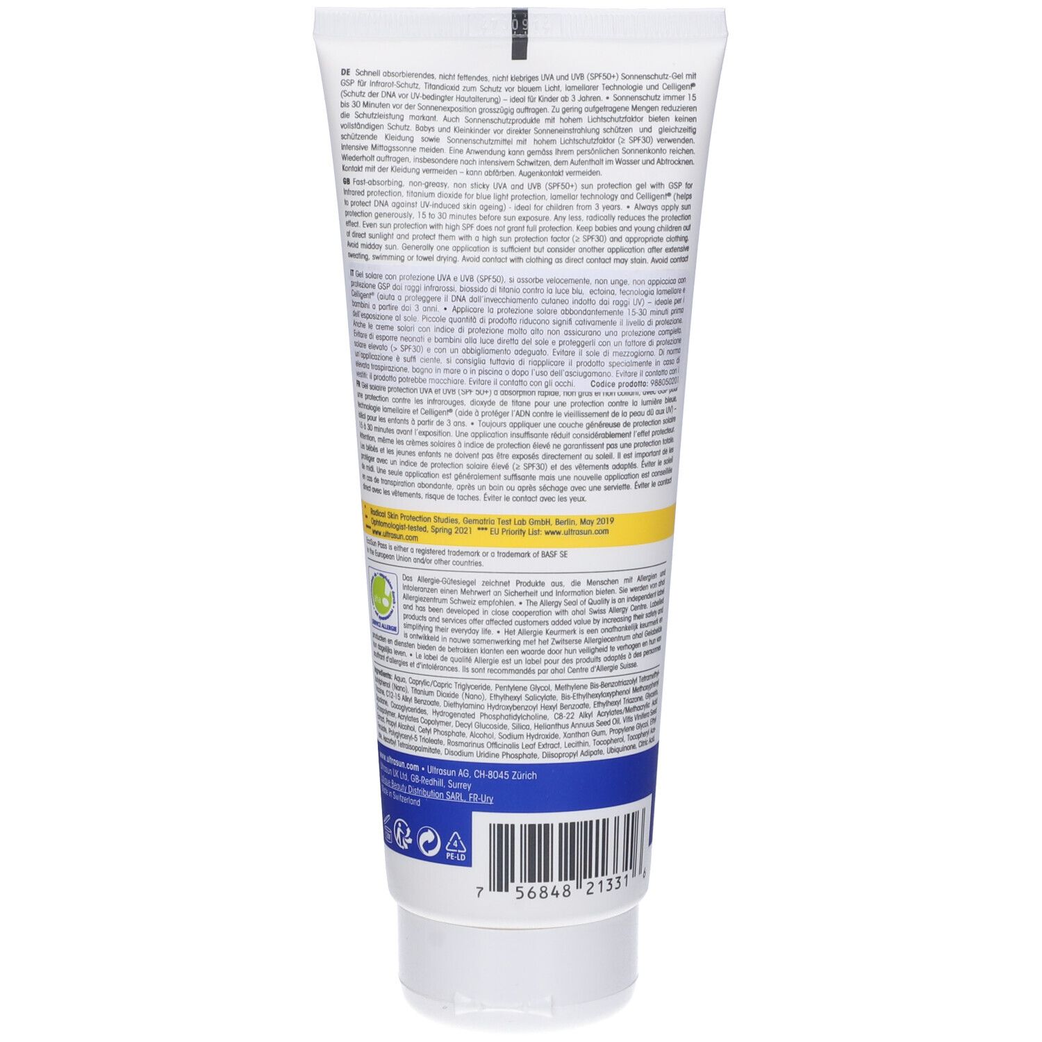 Ultrasun Pediatrics Sun Gel Spf 50+