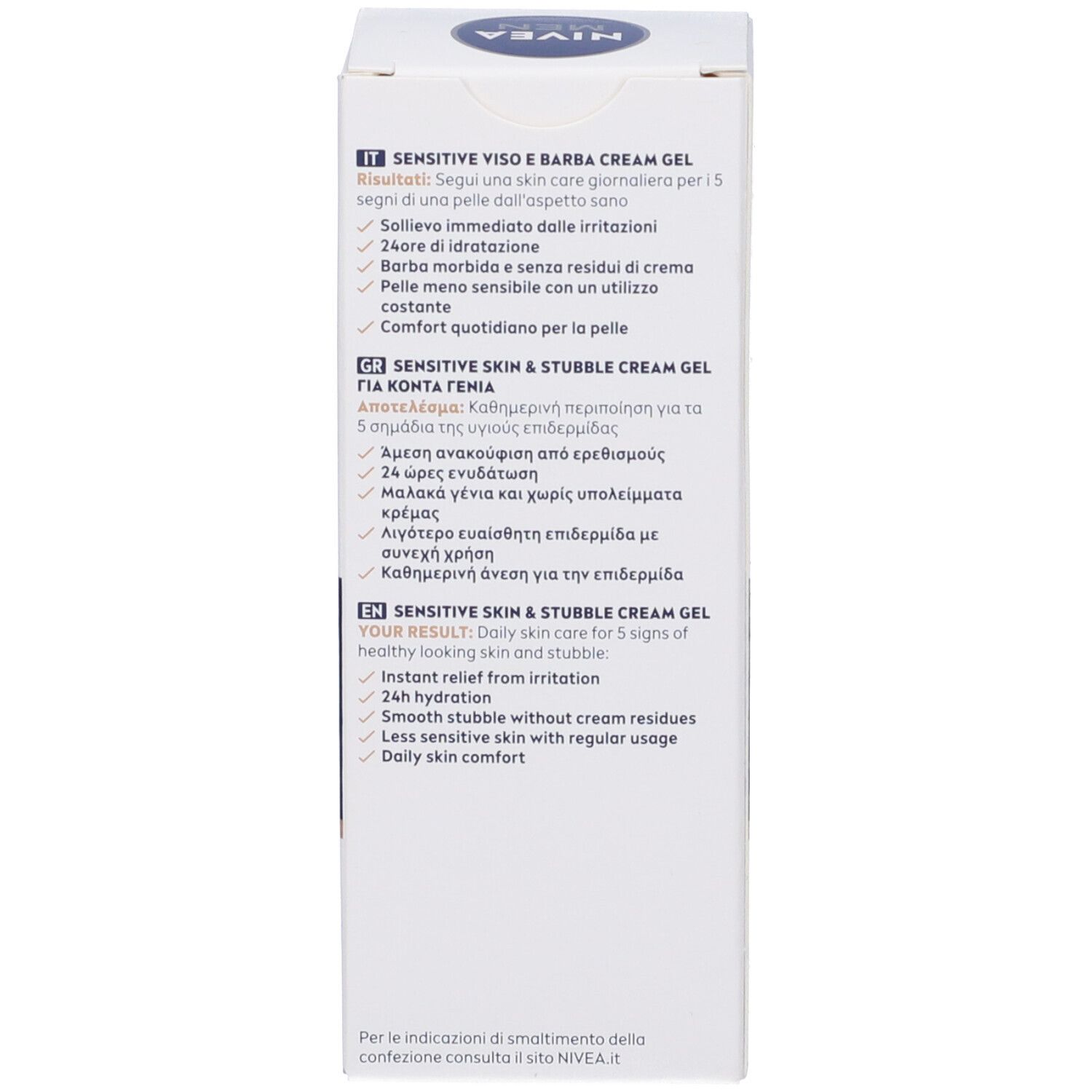 Nivea Men Sensitive Viso e Barba Cream Gel 50 ml, Crema viso uomo per un sollievo dalle irritazioni