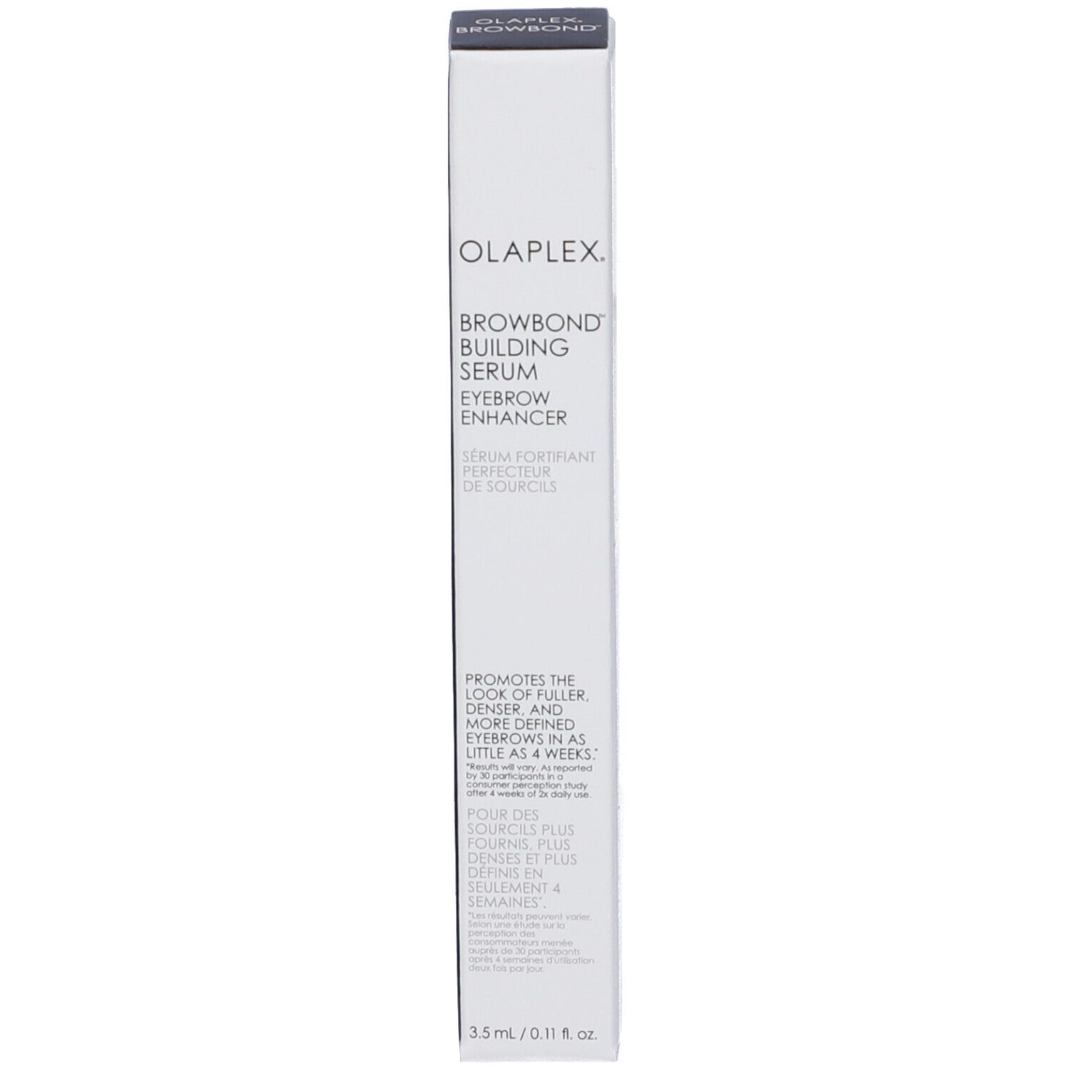 Confezione Olaplex Browbond Building Serum. Bianca, nome e descrizione del prodotto. 3,5 ml.