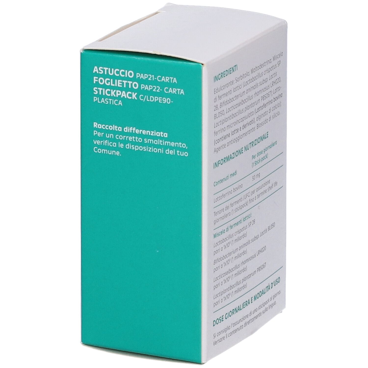 Retro della confezione Benetase Femme. Contiene informazioni sullo smaltimento e ingredienti.