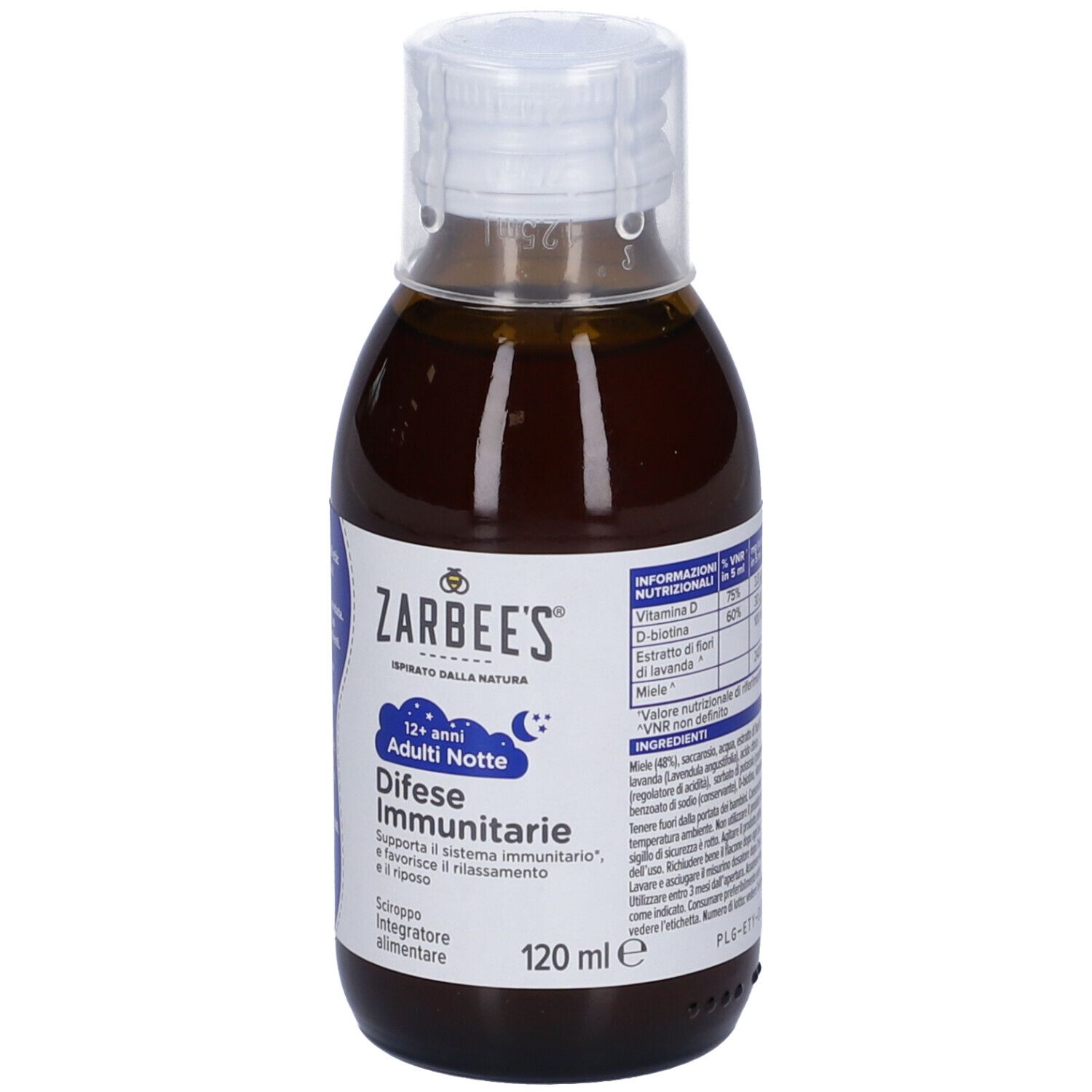 Zarbee's Sciroppo Notte Difese Immunitarie Adulti 120 ml, Multivitaminico per favorire rilassamento