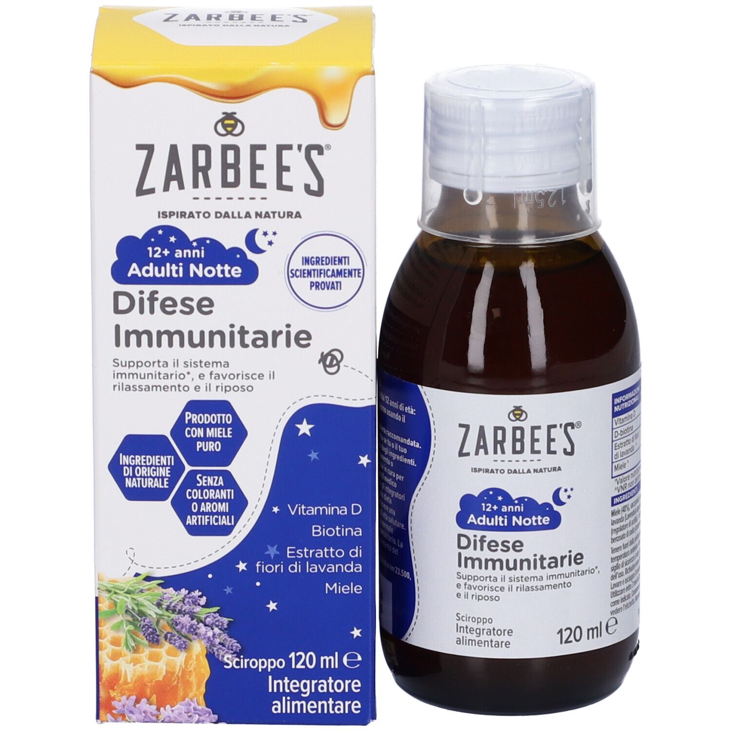Zarbee's Sciroppo Notte Difese Immunitarie Adulti 120 ml, Multivitaminico per favorire rilassamento