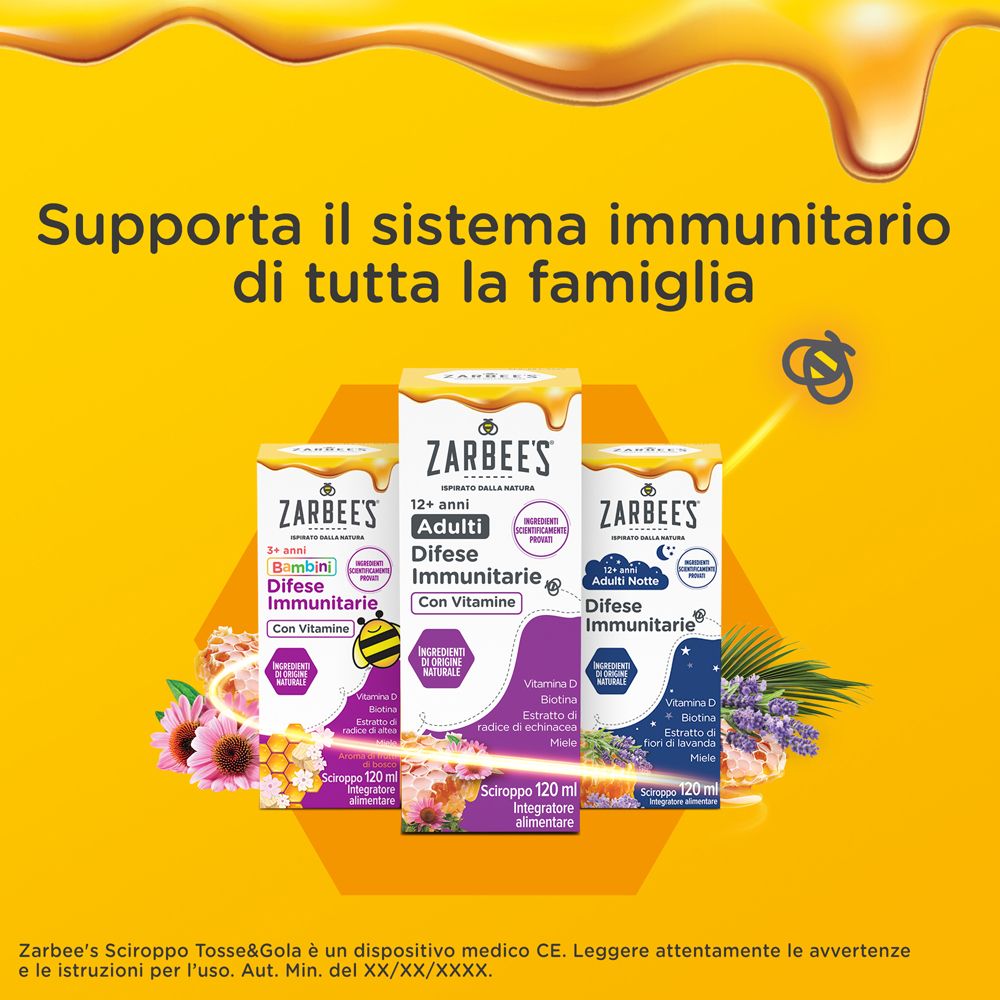 Zarbee's Sciroppo Notte Difese Immunitarie Adulti 120 ml, Multivitaminico per favorire rilassamento