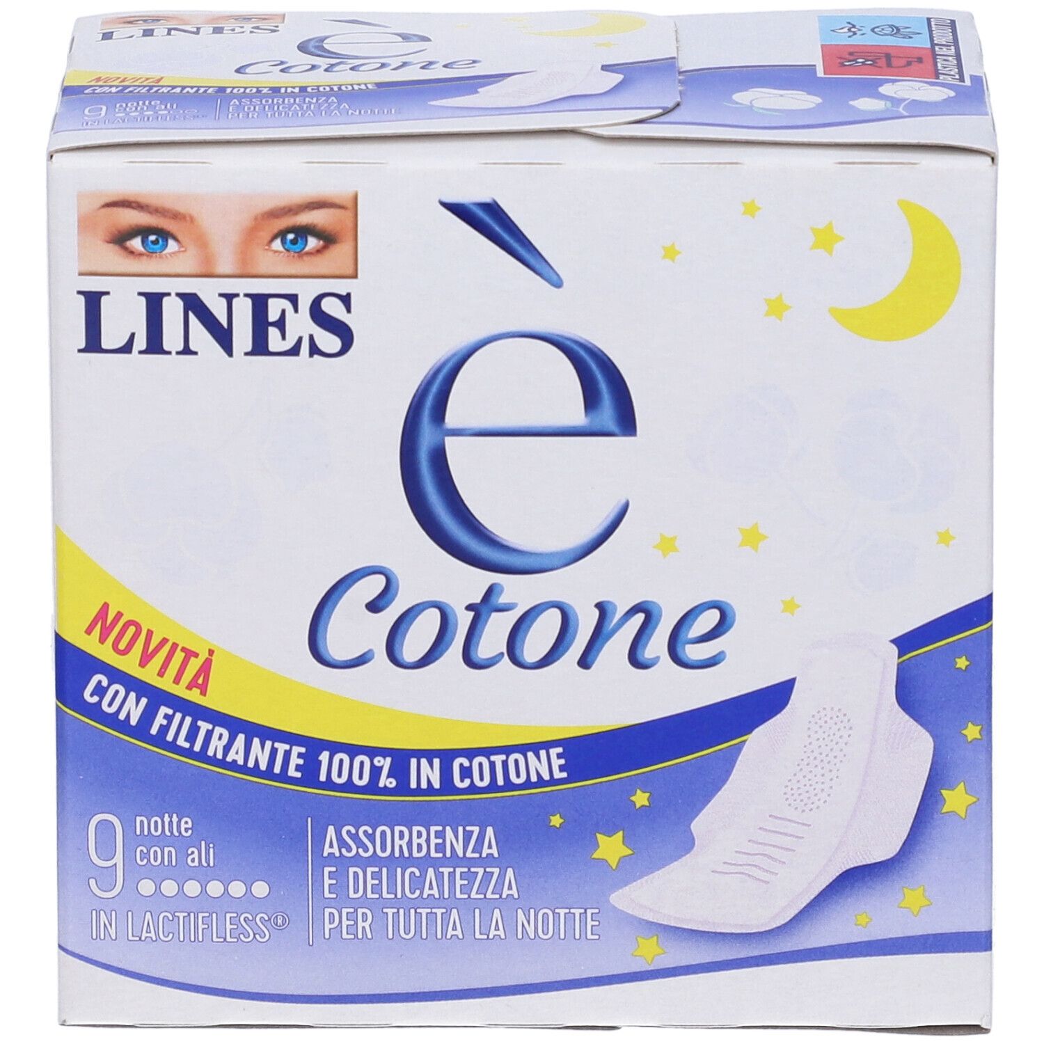 Lines E' Cotone Ali Assorbente Esterno Notte 9 Pezzi