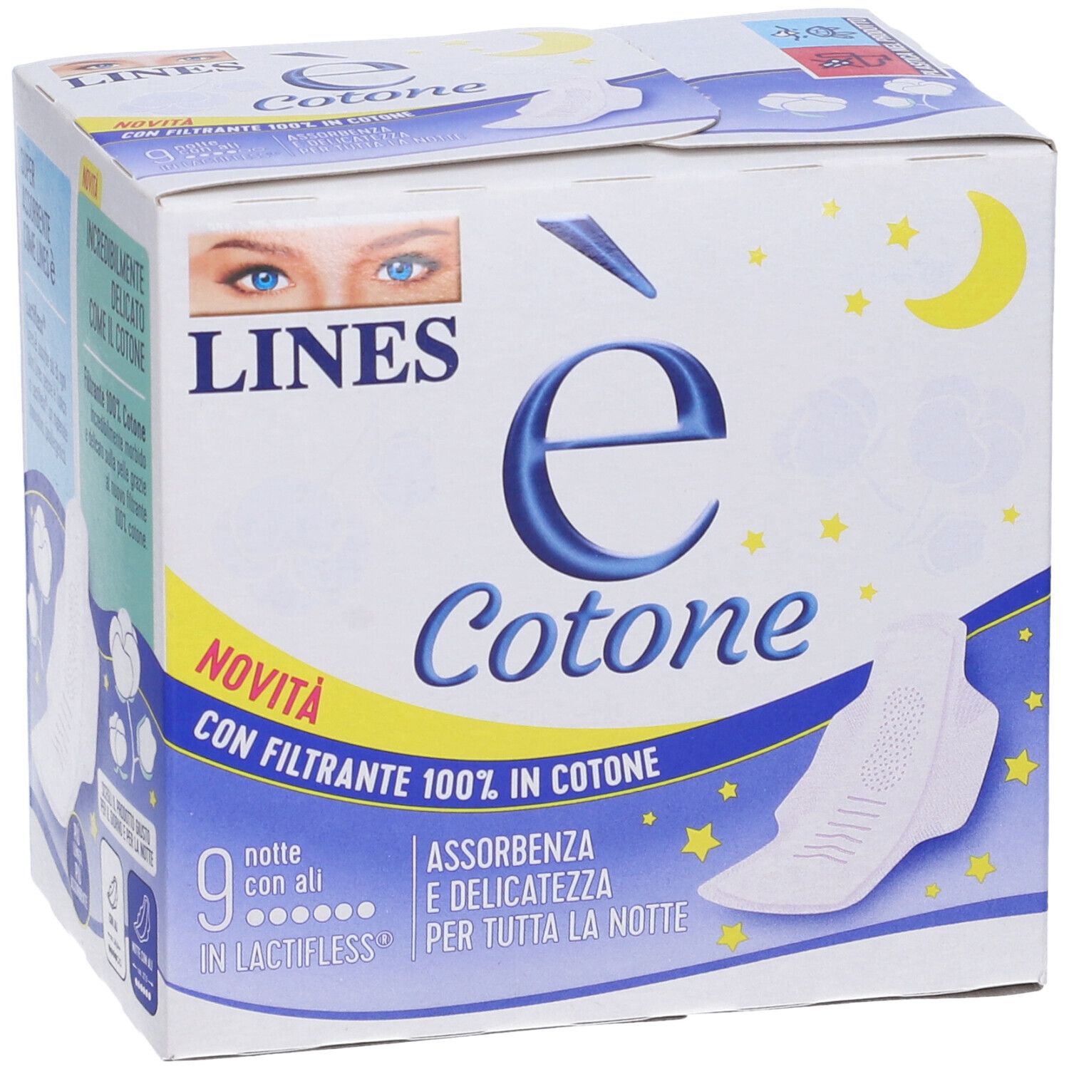 Lines E' Cotone Ali Assorbente Esterno Notte 9 Pezzi