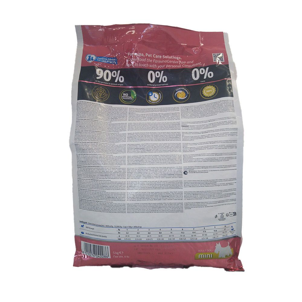 Retro del sacchetto N&D Tropical Selection. Testo: 90%, 0%, 0%.