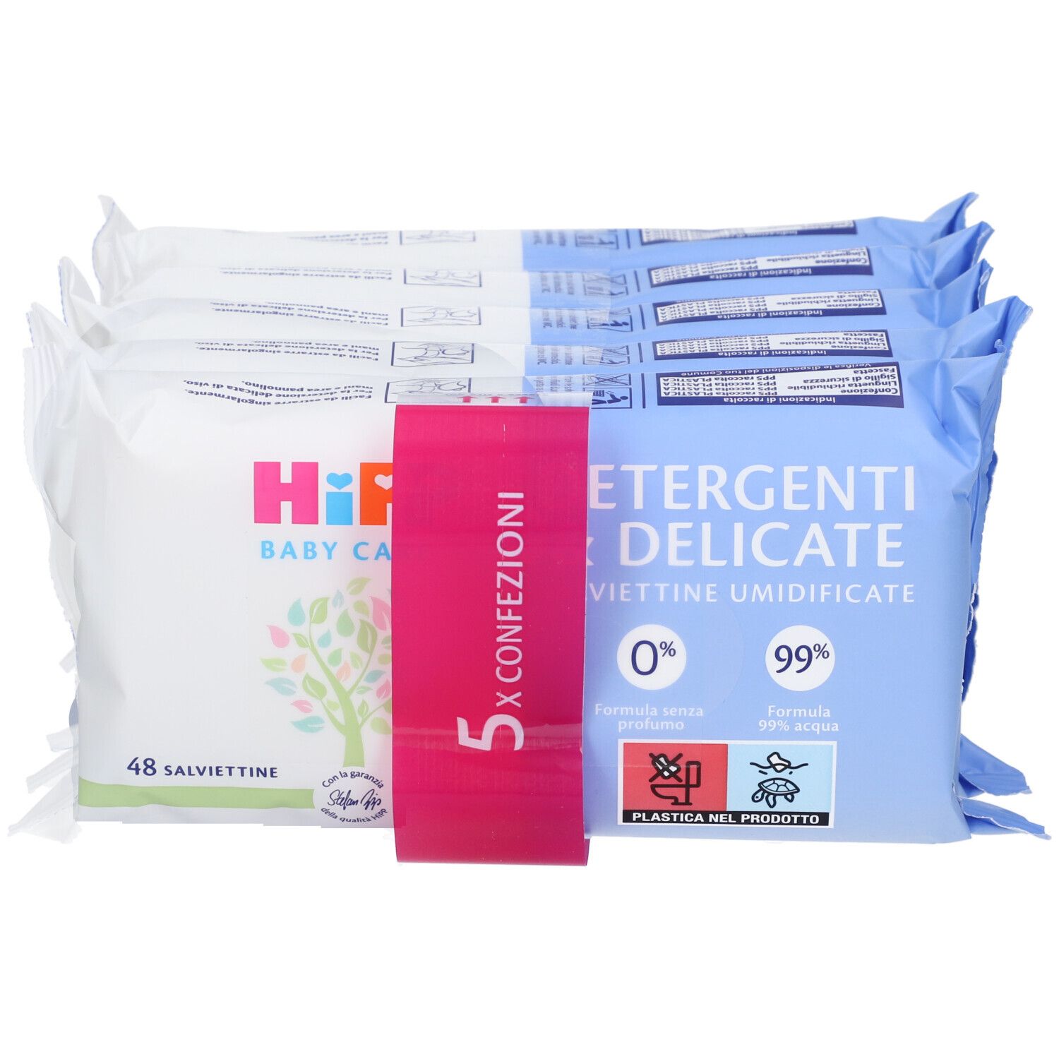 HiPP Baby Care Salviettine Detergenti & Delicate 5 x 48 Pezzi