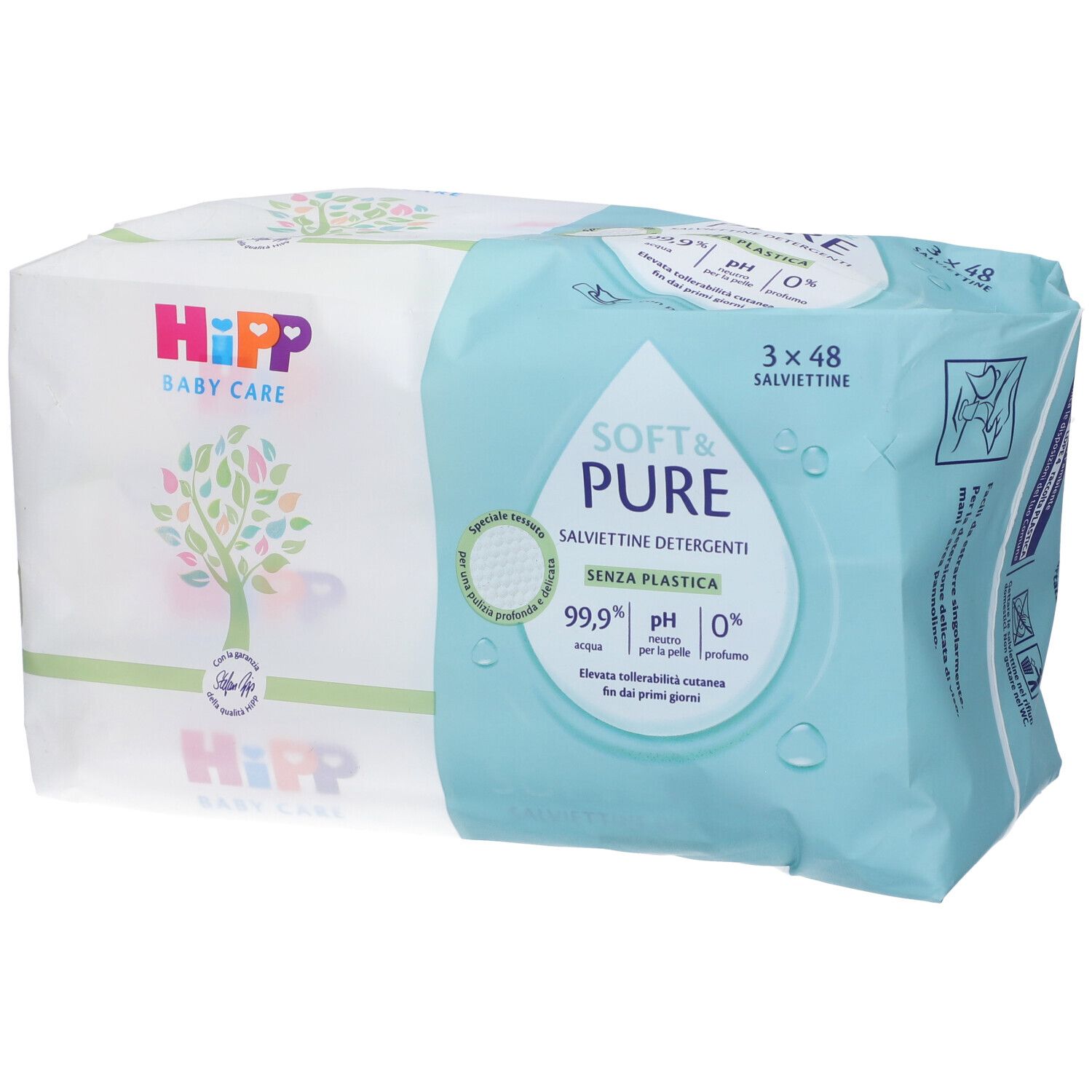 HiPP Baby Care Salviettine Detergenti & Delicate 3 x 48 Pezzi