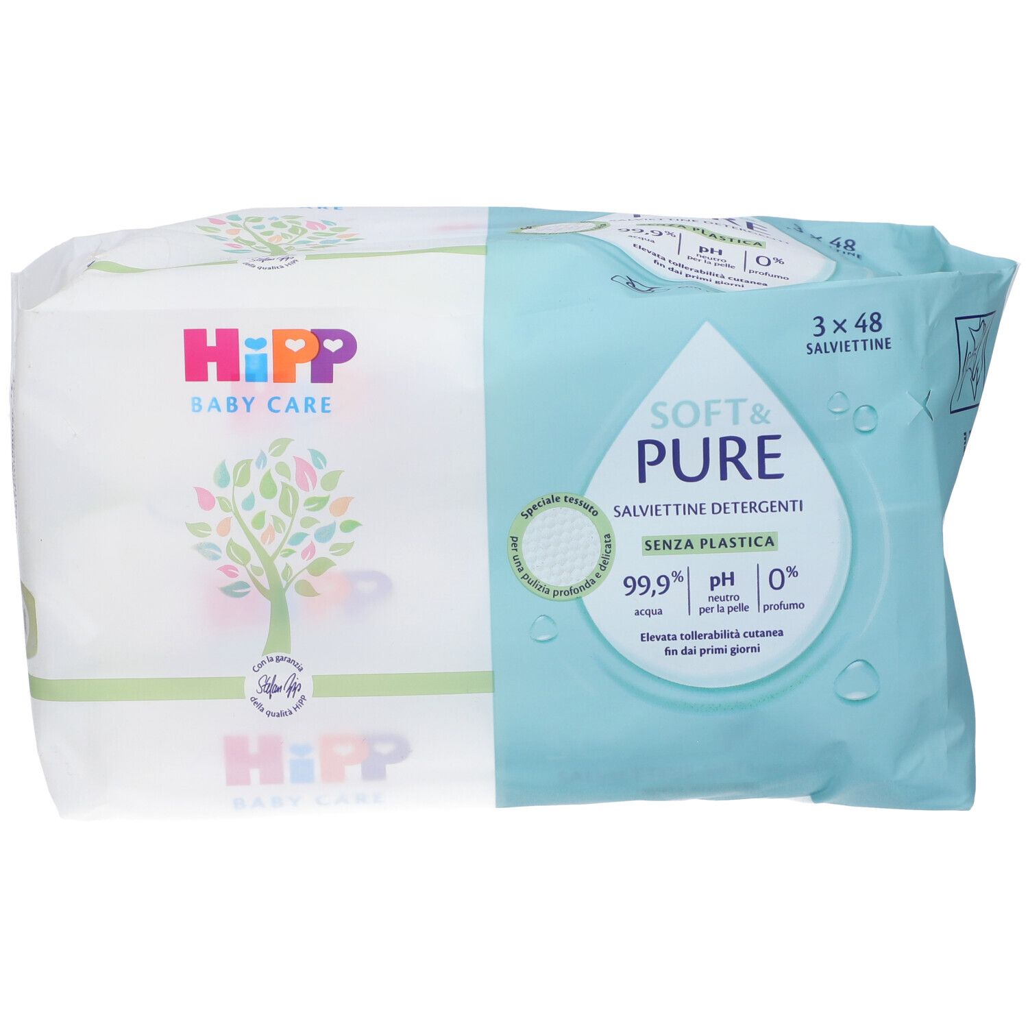 Salviettine Hipp Baby Care, 3x48, Soft & Pure, senza plastica.
