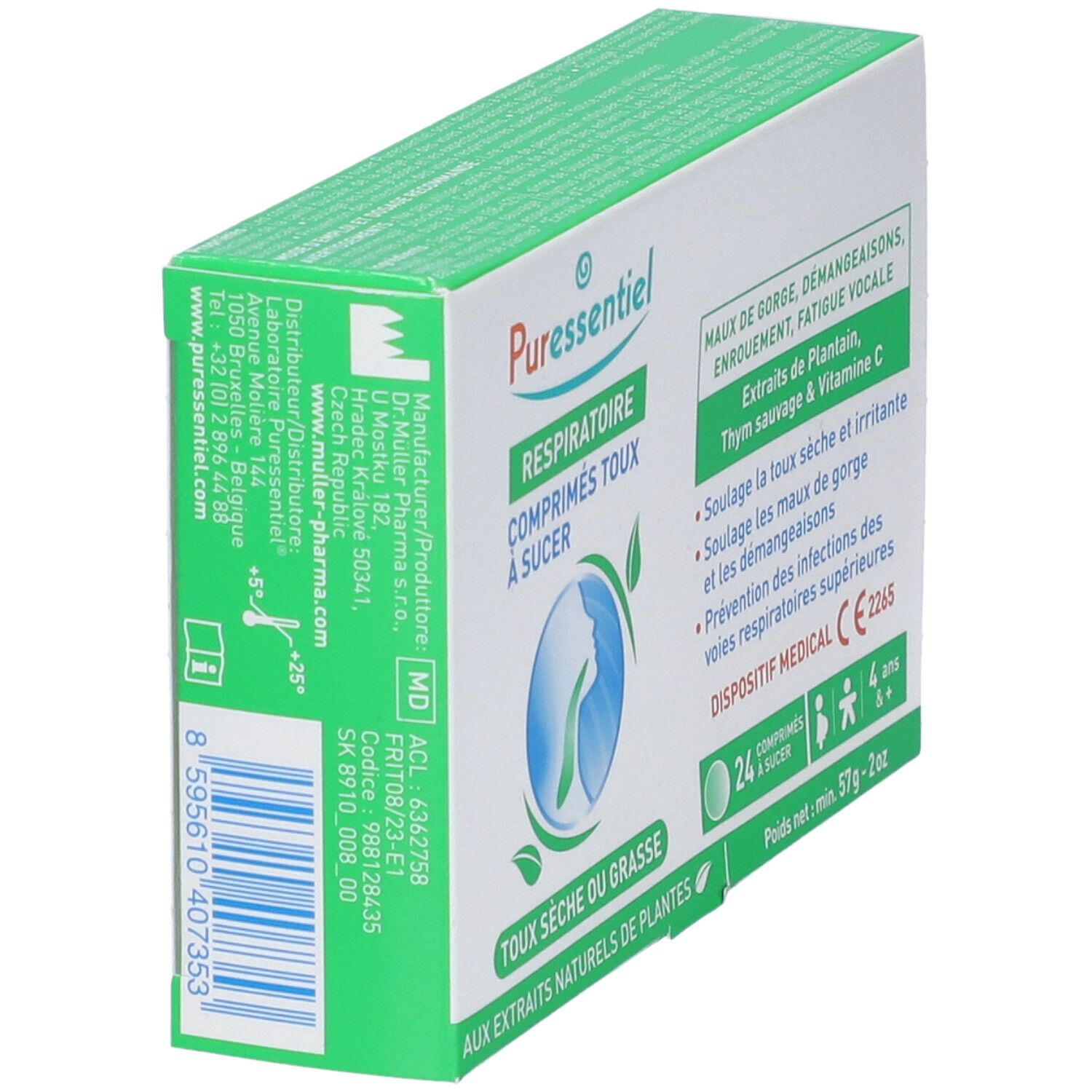 Scatola verde e bianca. Nome e logo del prodotto visibili. Dispositivo medico CE2265.