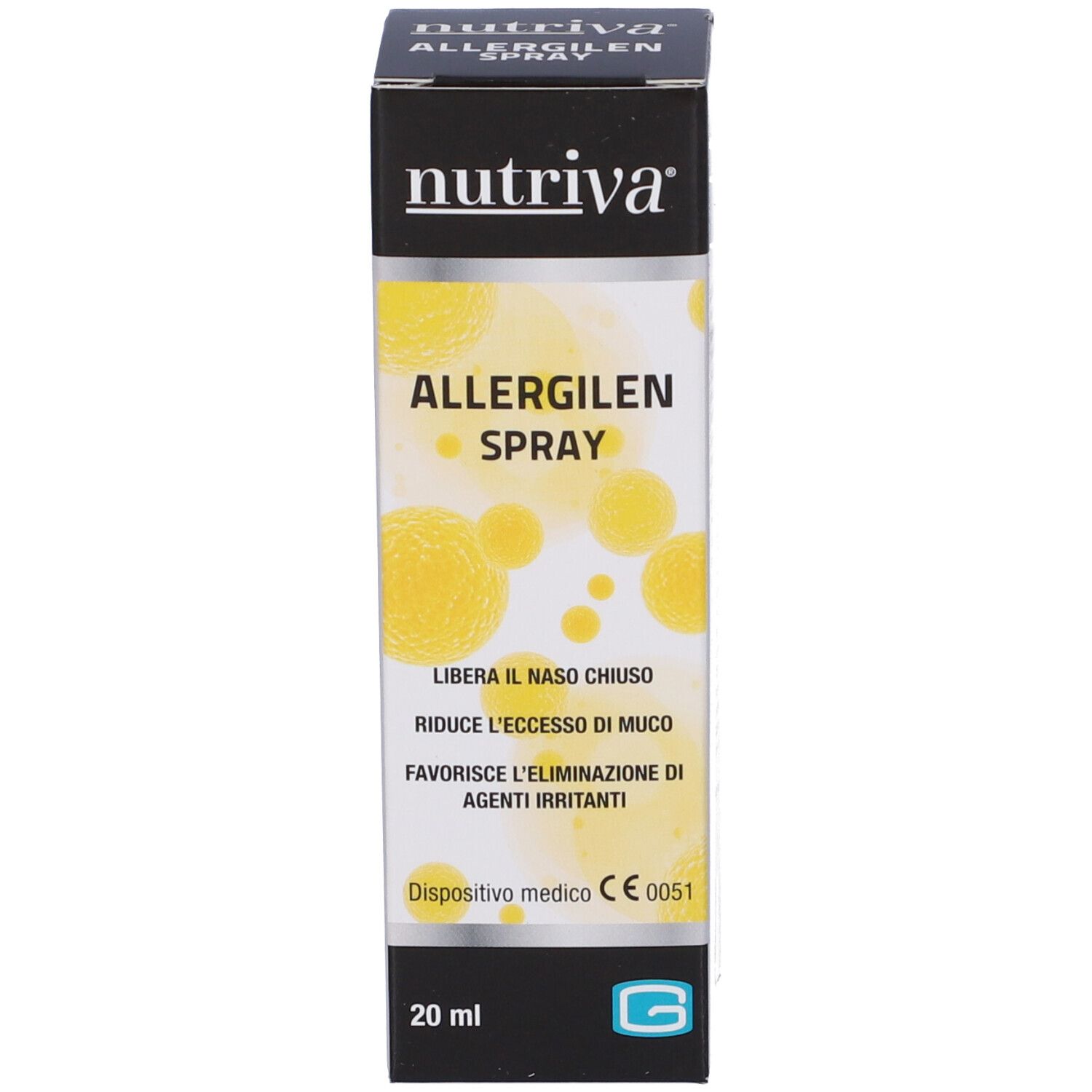 Confezione del prodotto con scritta: nutriva, ALLERGILEN SPRAY. Dispositivo medico.