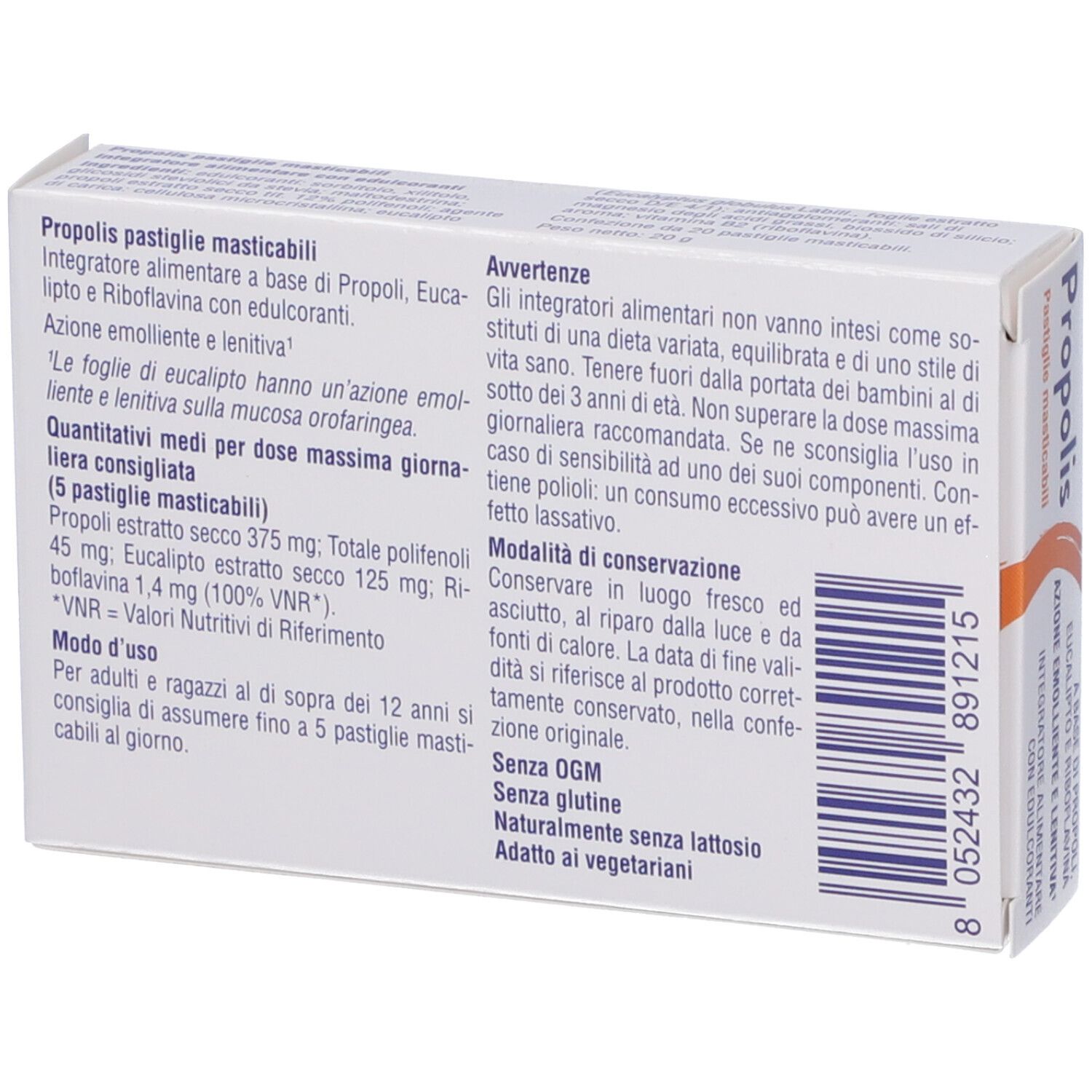 Propolis Pastiglie Masticabili Aroma Mandarino