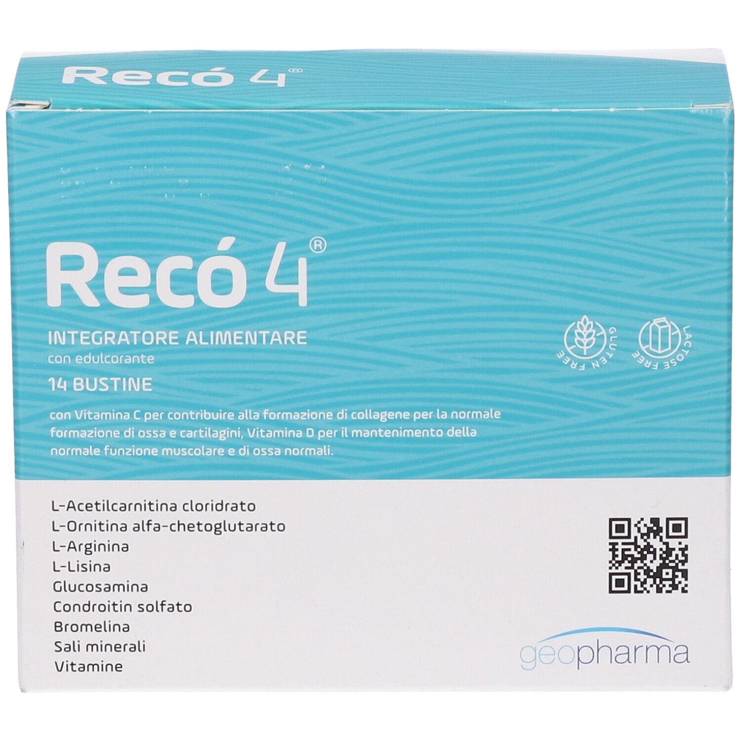 Confezione del prodotto con nome e ingredienti. 14 bustine. Certificazione senza glutine.