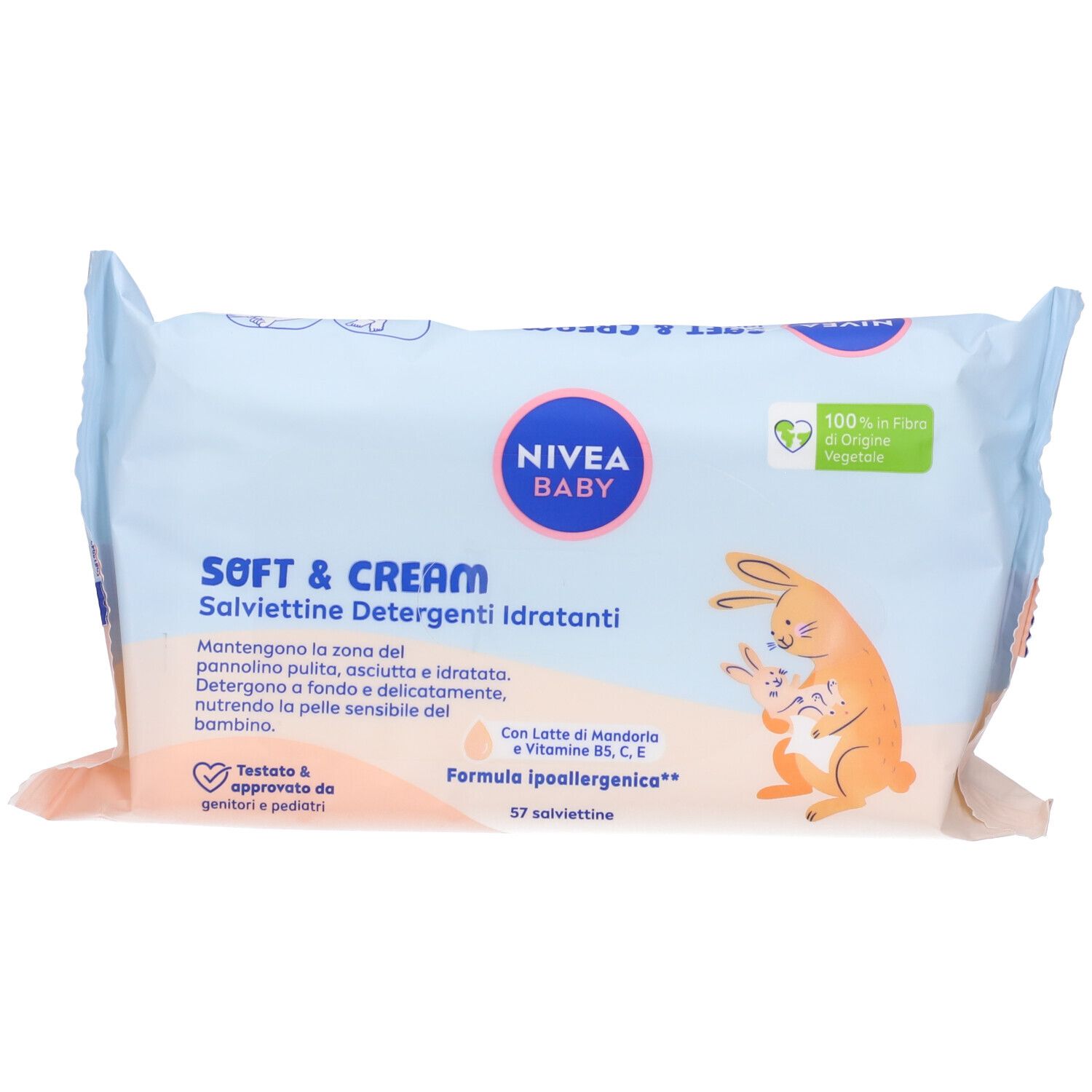 Nivea Baby Salviettine Detergenti Idratanti Soft & Cream 57 Pezzi, Salviette neonato detergenti