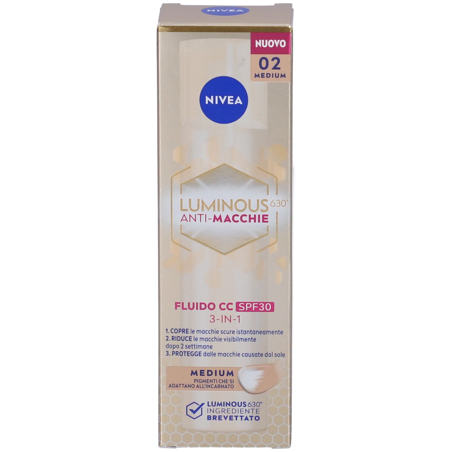 Nivea Cellular Luminous630 Fluido CC Cream SPF 30 Medium 40 ml, Crema viso colorata anti-macchie